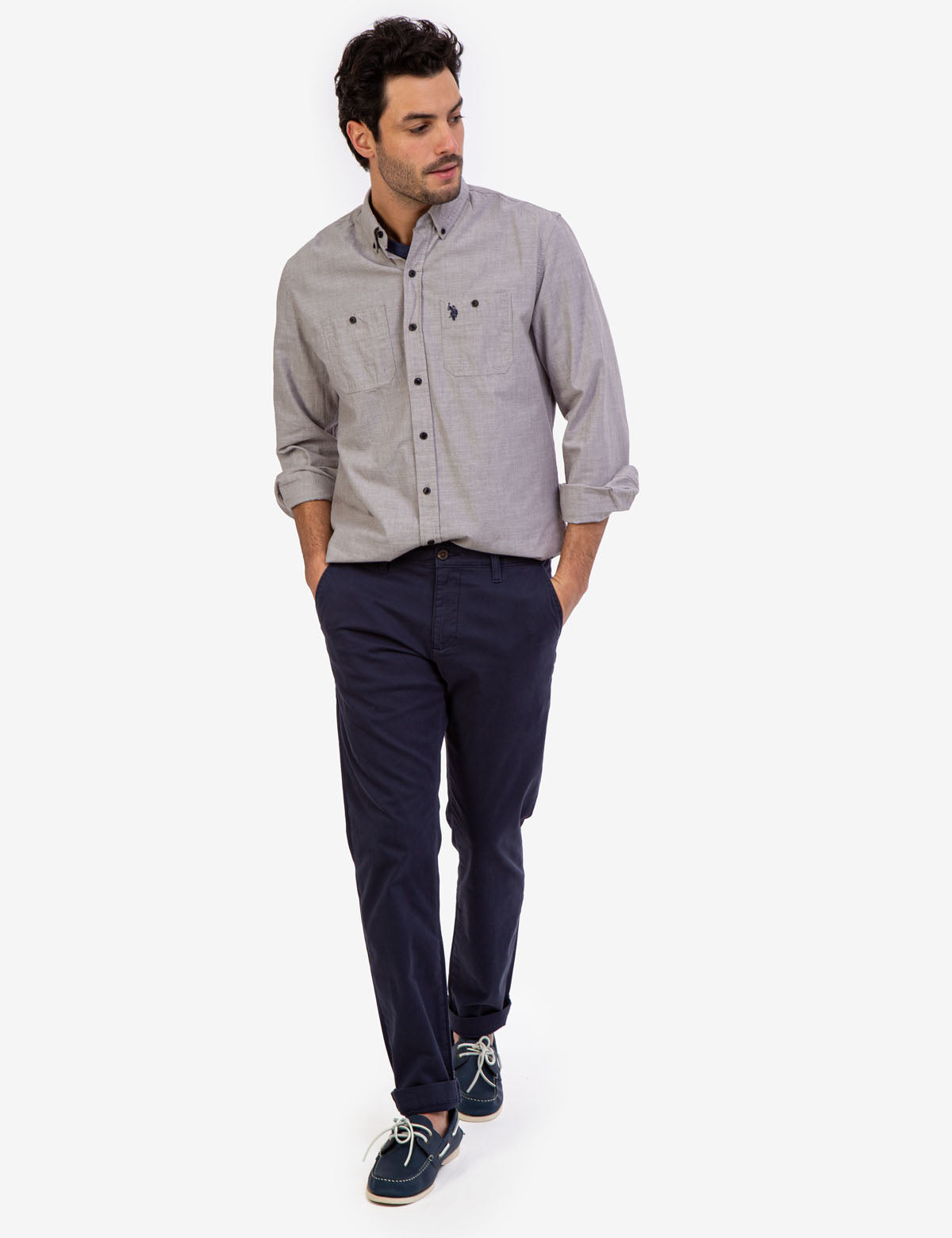 Men's Solid Slub Canvas Long Sleeve Shirt | Casual & Comfortable