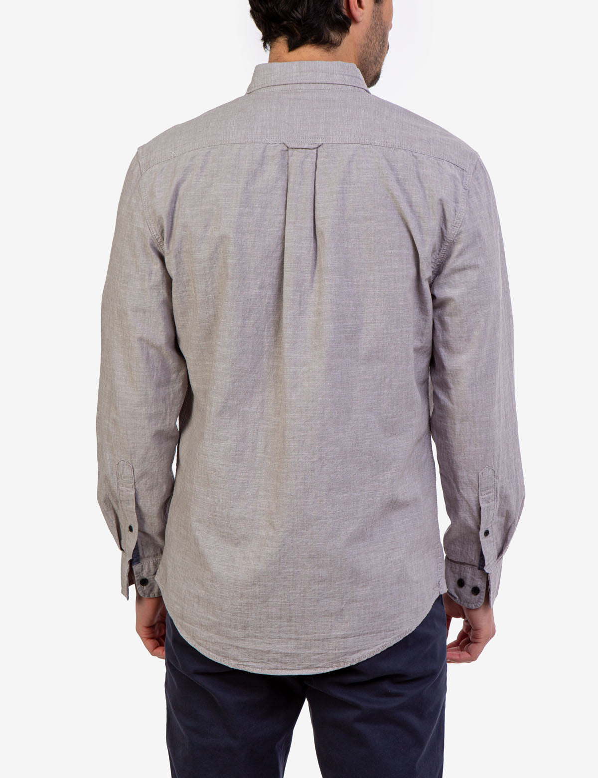 Men's Solid Slub Canvas Long Sleeve Shirt | Casual & Comfortable