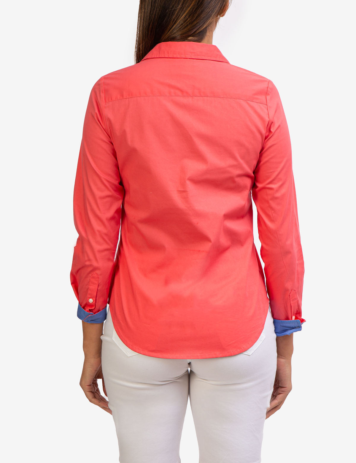 Stretch Poplin Button-Up Shirt with Contrast Trim | Solid Style