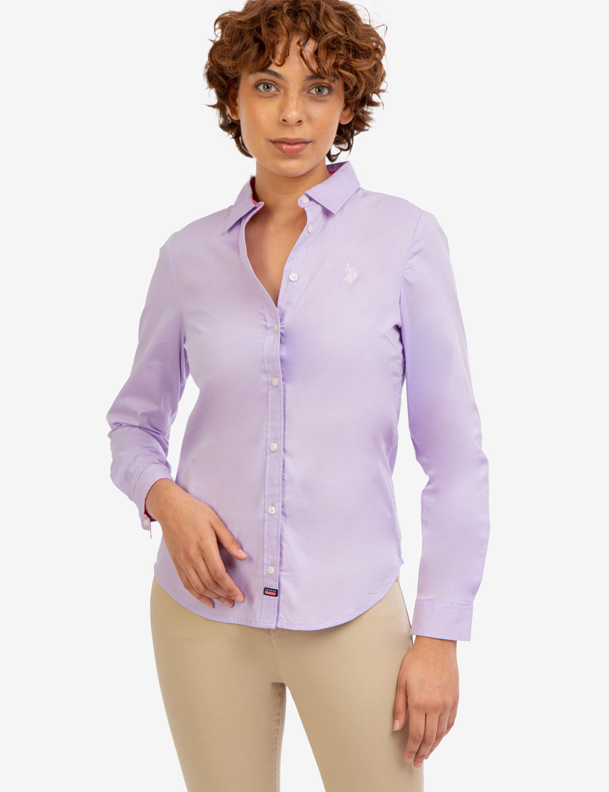 Stretch Poplin Button-Up Shirt with Contrast Trim | Solid Style