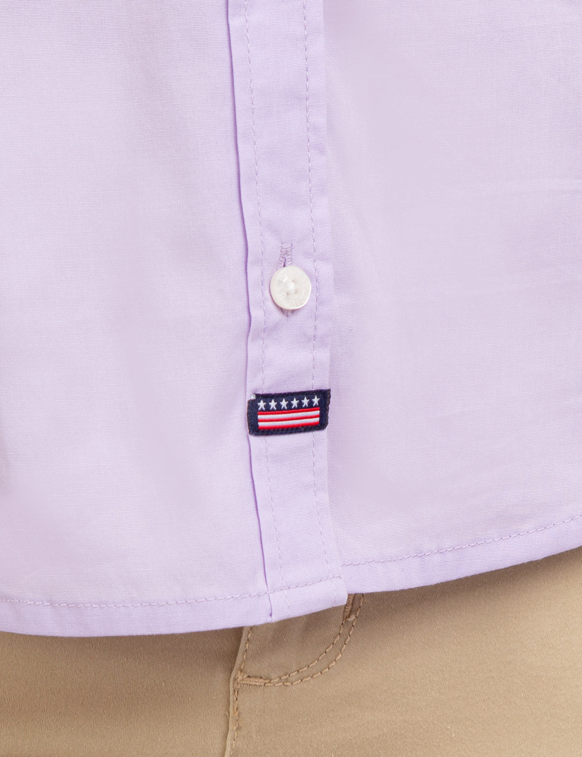 Stretch Poplin Button-Up Shirt with Contrast Trim | Solid Style