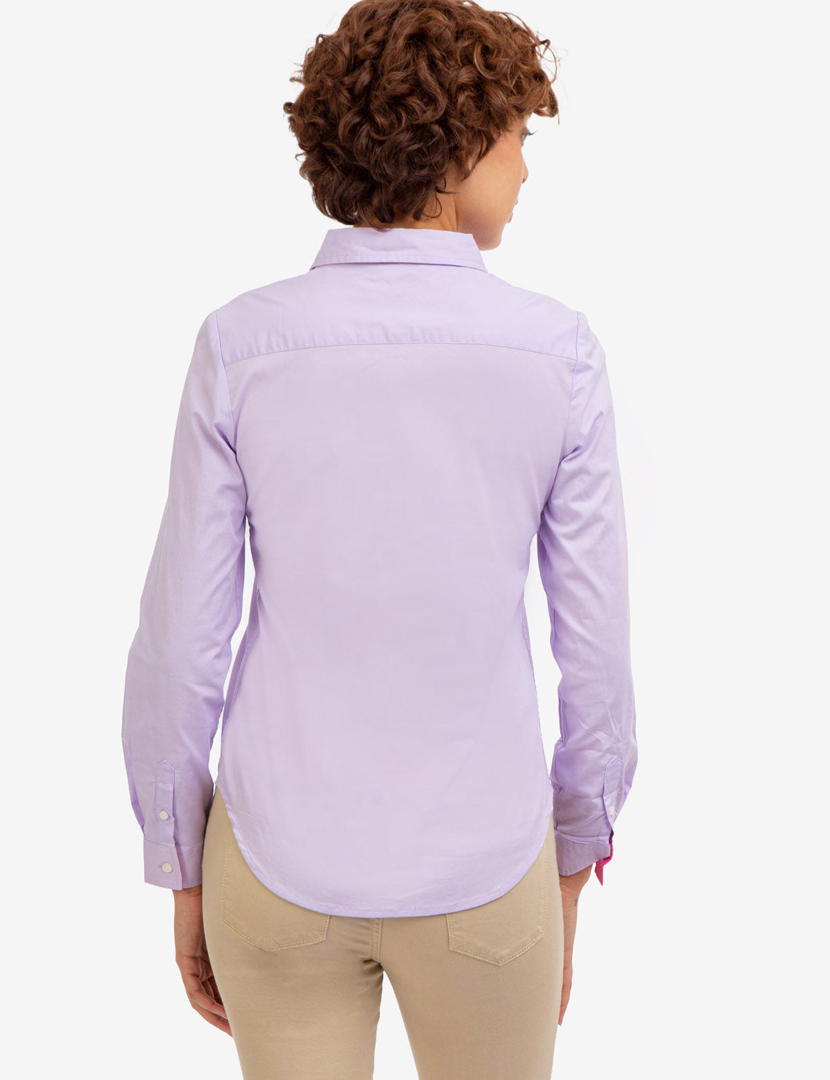 Stretch Poplin Button-Up Shirt with Contrast Trim | Solid Style