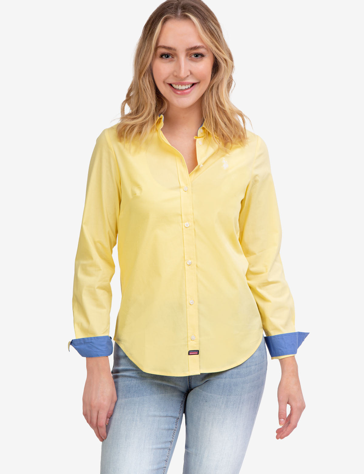 Stretch Poplin Button-Up Shirt with Contrast Trim | Solid Style
