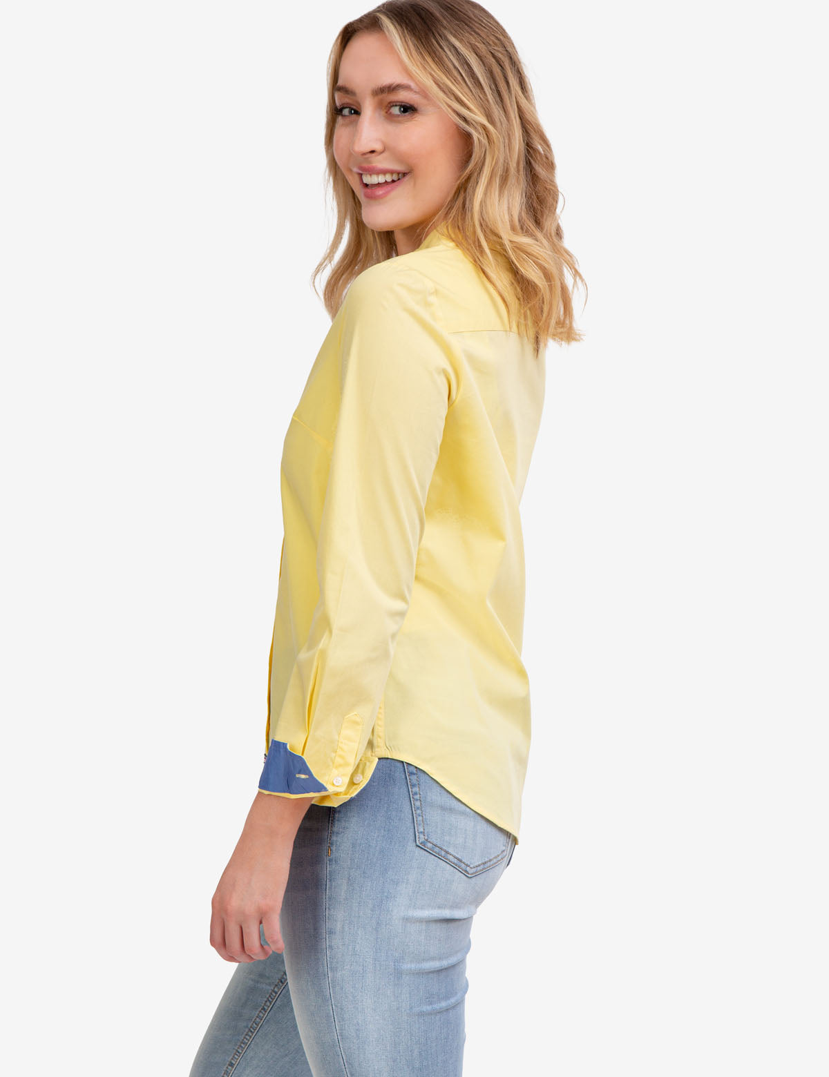 Stretch Poplin Button-Up Shirt with Contrast Trim | Solid Style