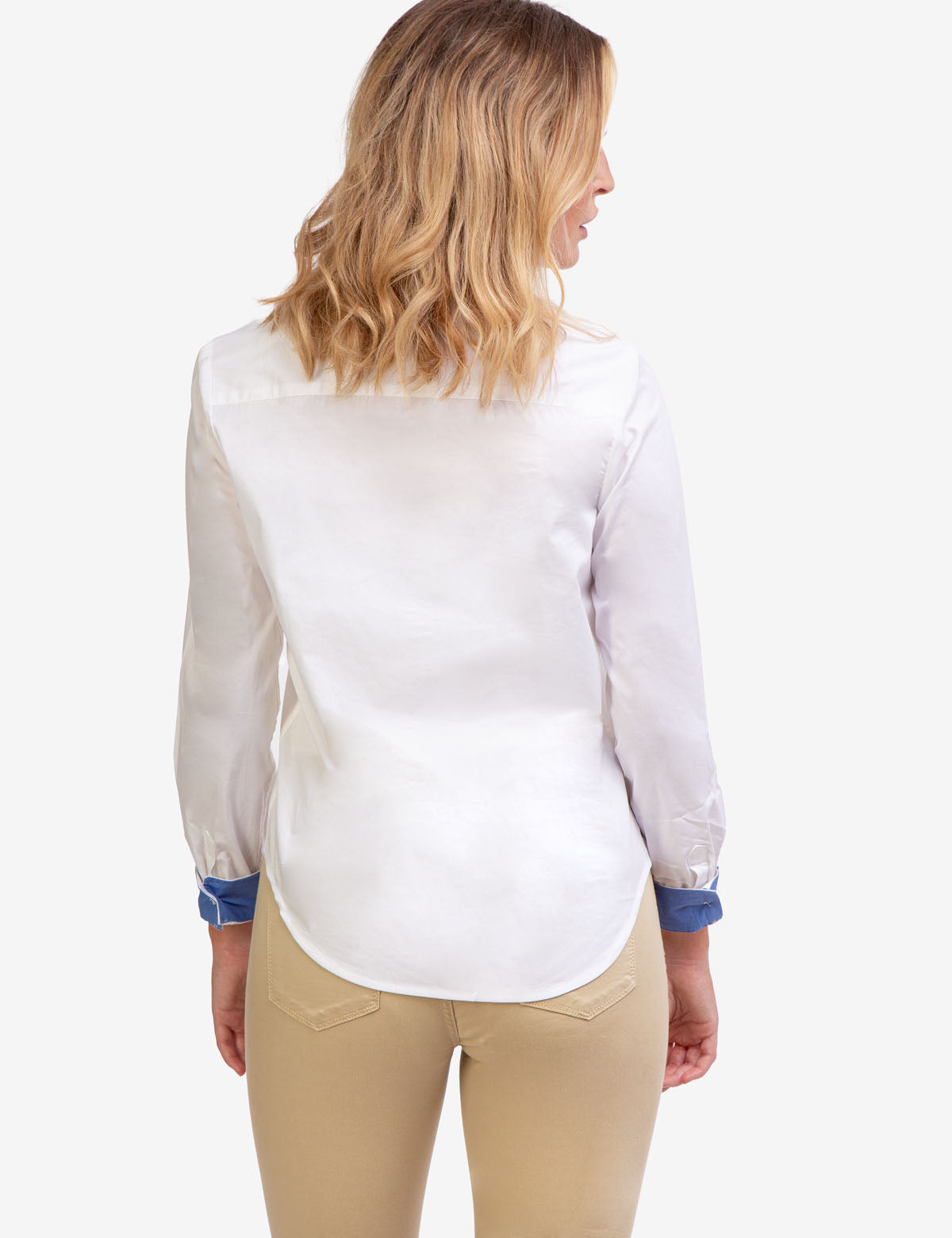 Stretch Poplin Button-Up Shirt with Contrast Trim | Solid Style