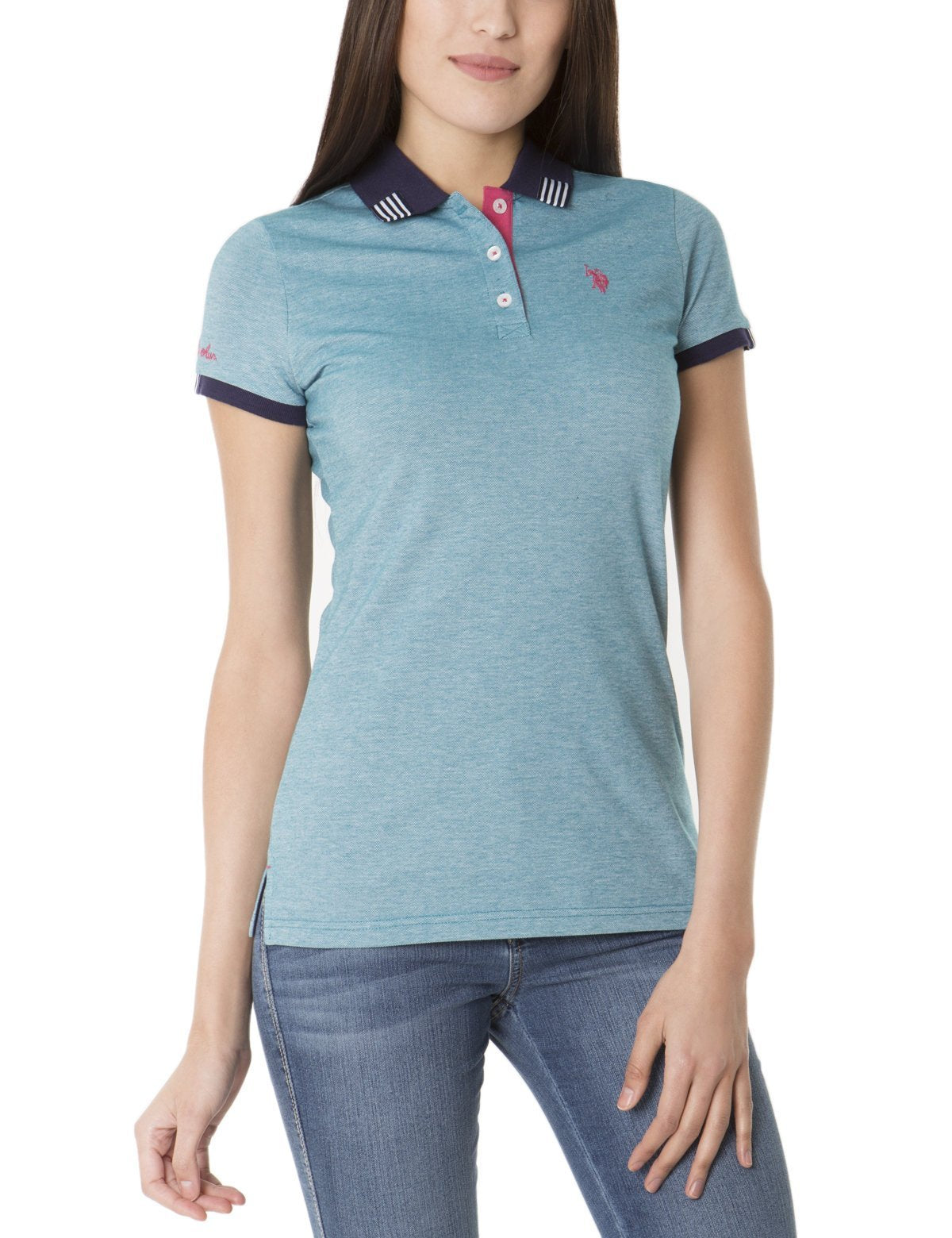 Space Dye Polo Shirt with Contrast Collar & Rib Cuffing | Classic Cotton Blend