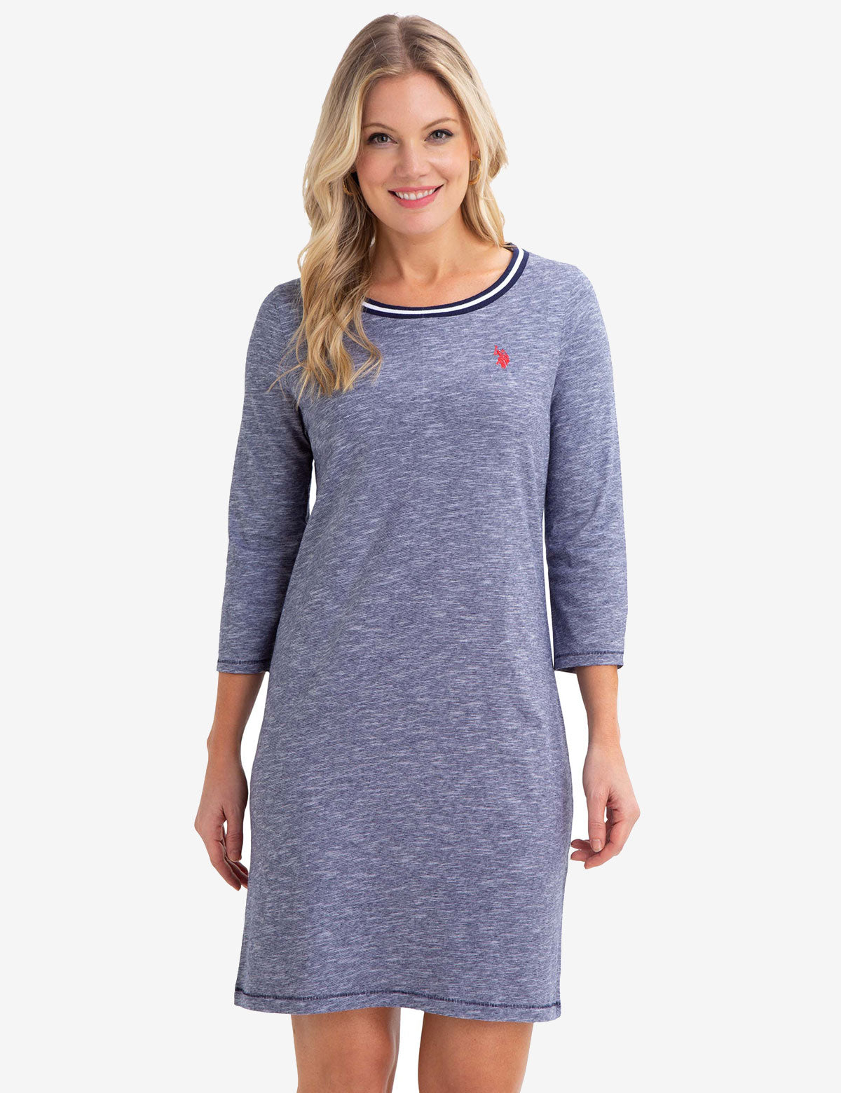 Space Dye Dress with Round Neck & 3/4 Sleeves | Casual Wear