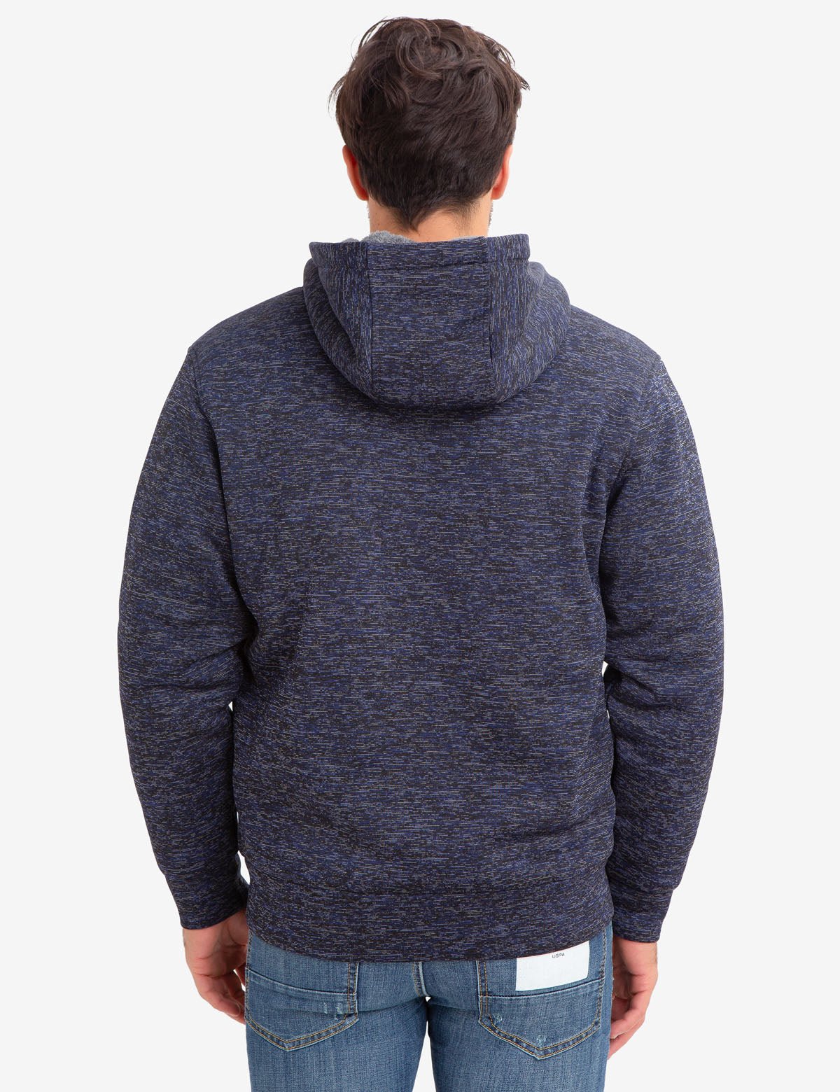 Faux Shearling Lined Hoodie with Embroidered Logo | Space Dye