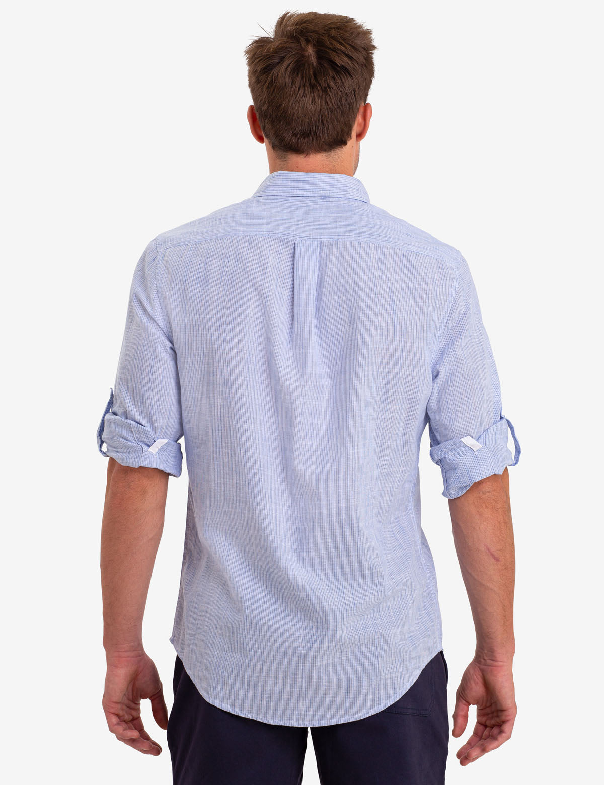 Space Dye Slub Long Sleeve Shirt with Button Front & Logo Pocket
