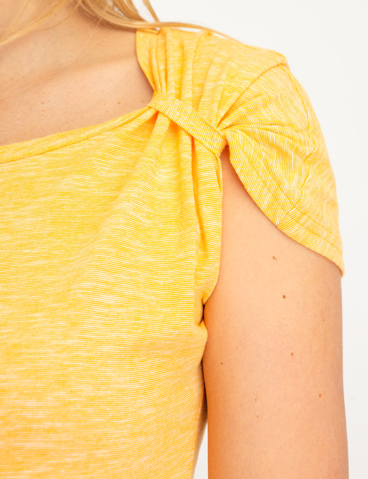 Space Dye Tie Sleeve Top with Asymmetrical Neckline | USPA