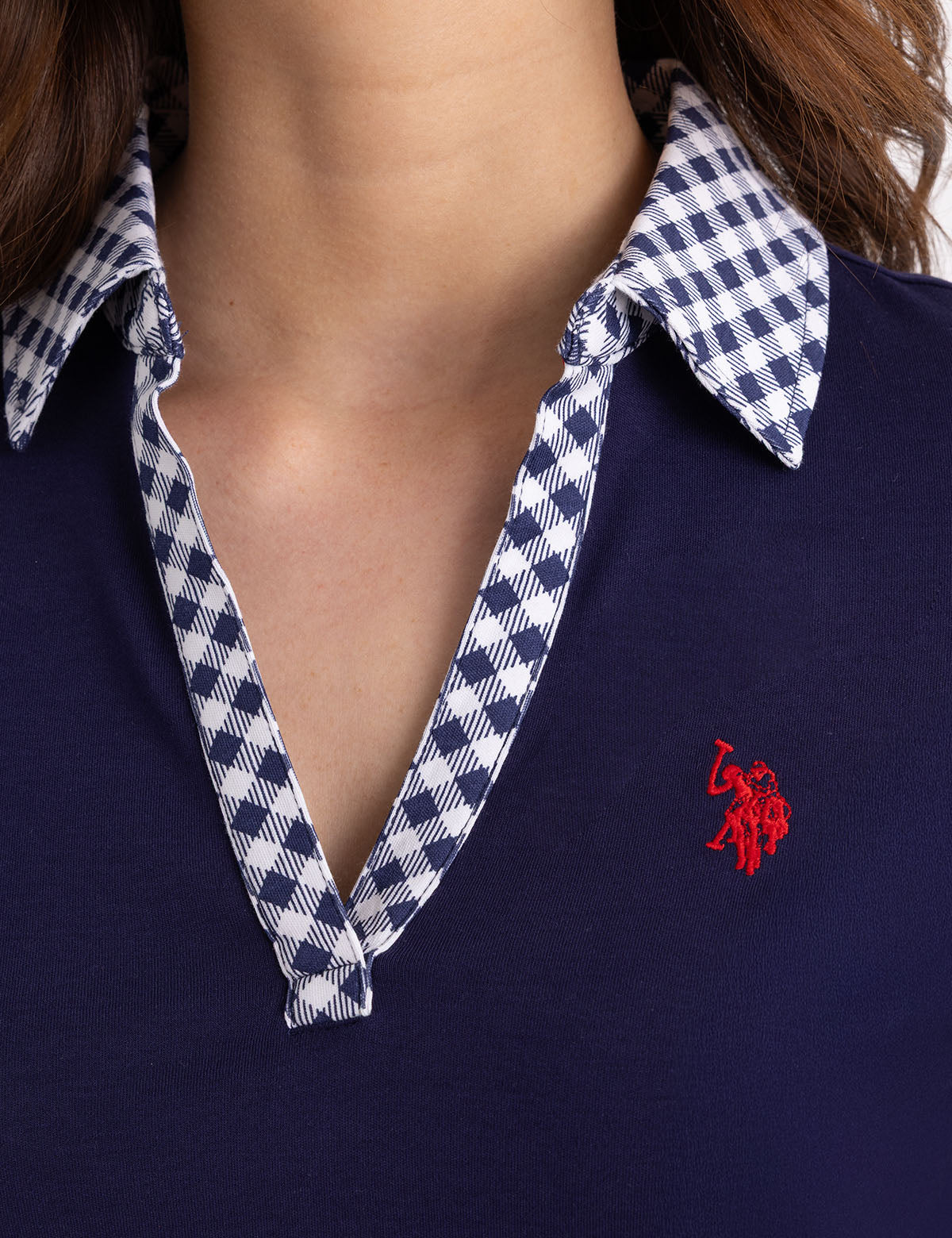 Split Neck Gingham Polo Dress | Collar Style for Women