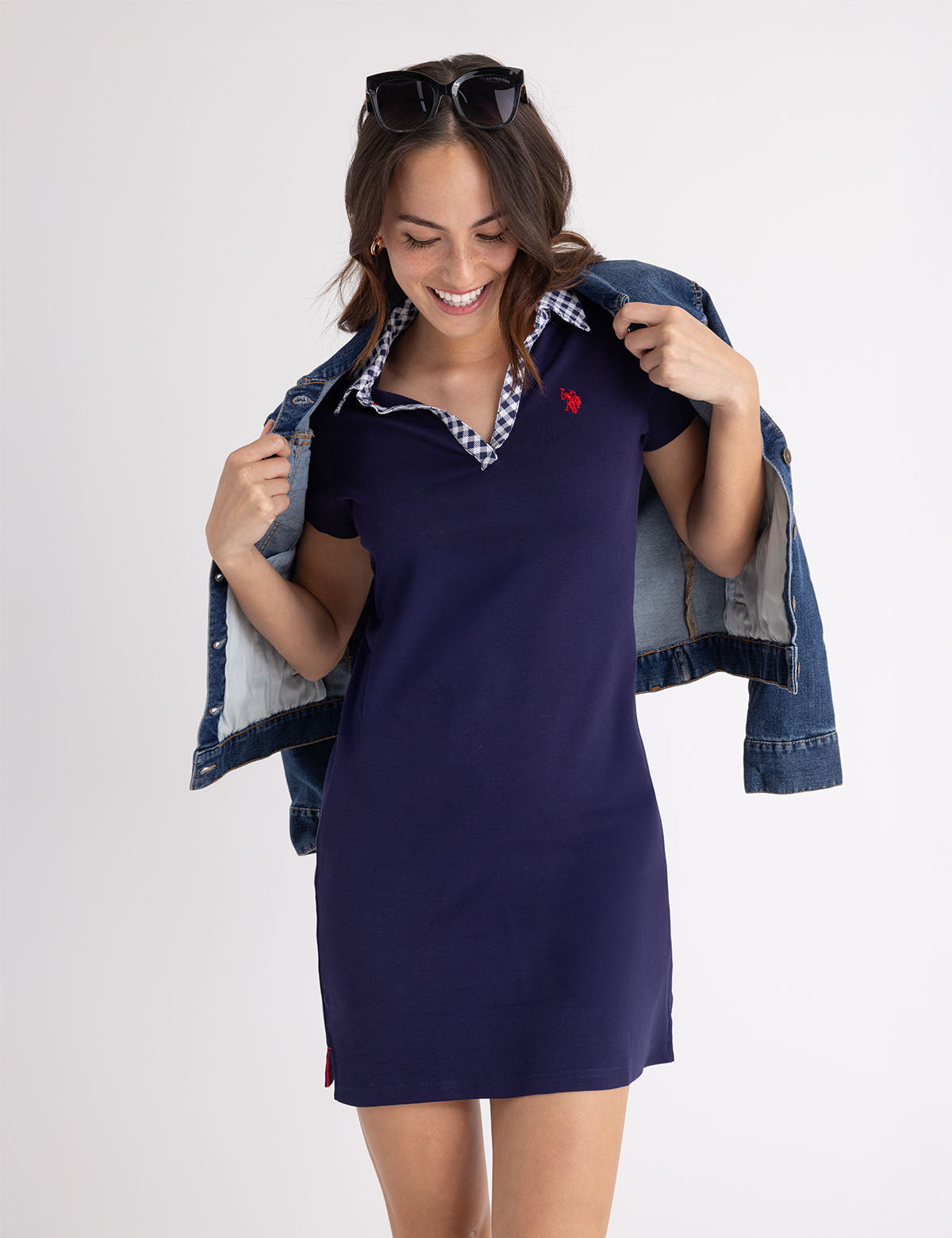 Split Neck Gingham Polo Dress | Collar Style for Women