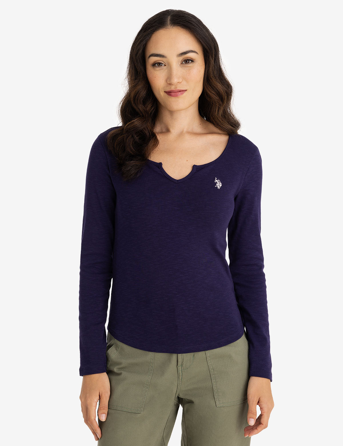 Notch Neck Long Sleeve T-Shirt for Men & Women | Comfort Fit