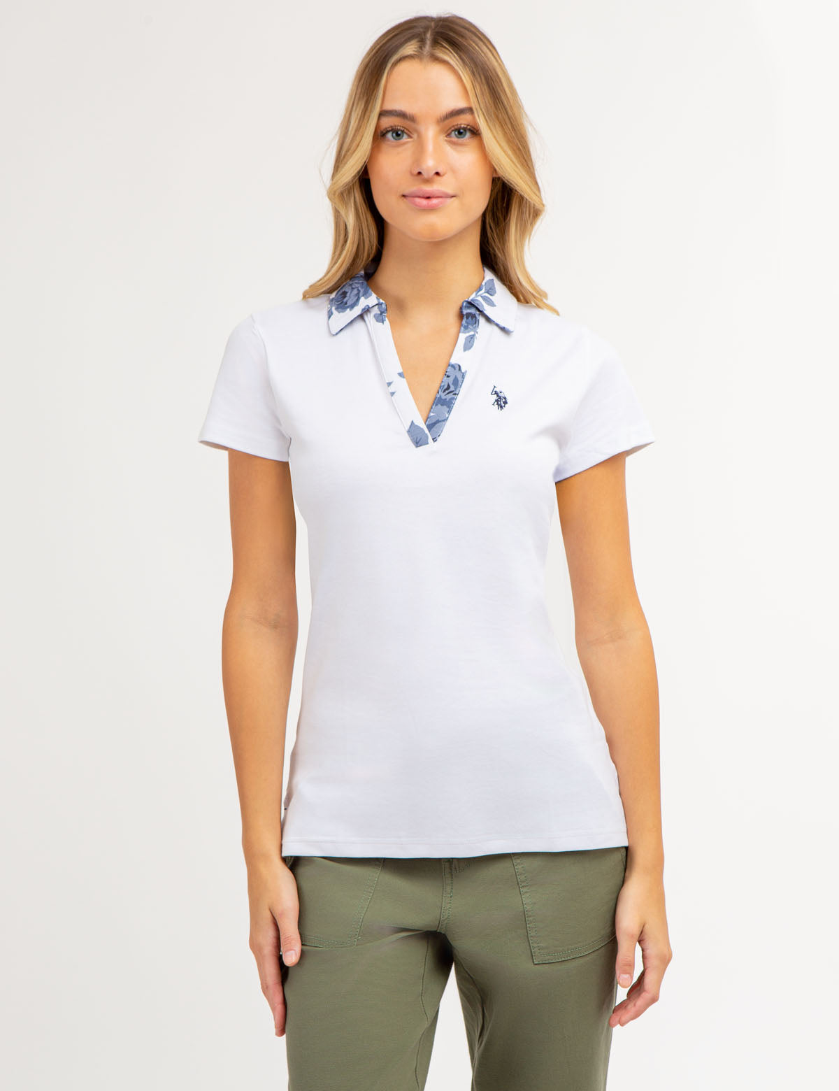 Rose Print Polo Shirt with Split Neck | 100% Cotton Casual Wear