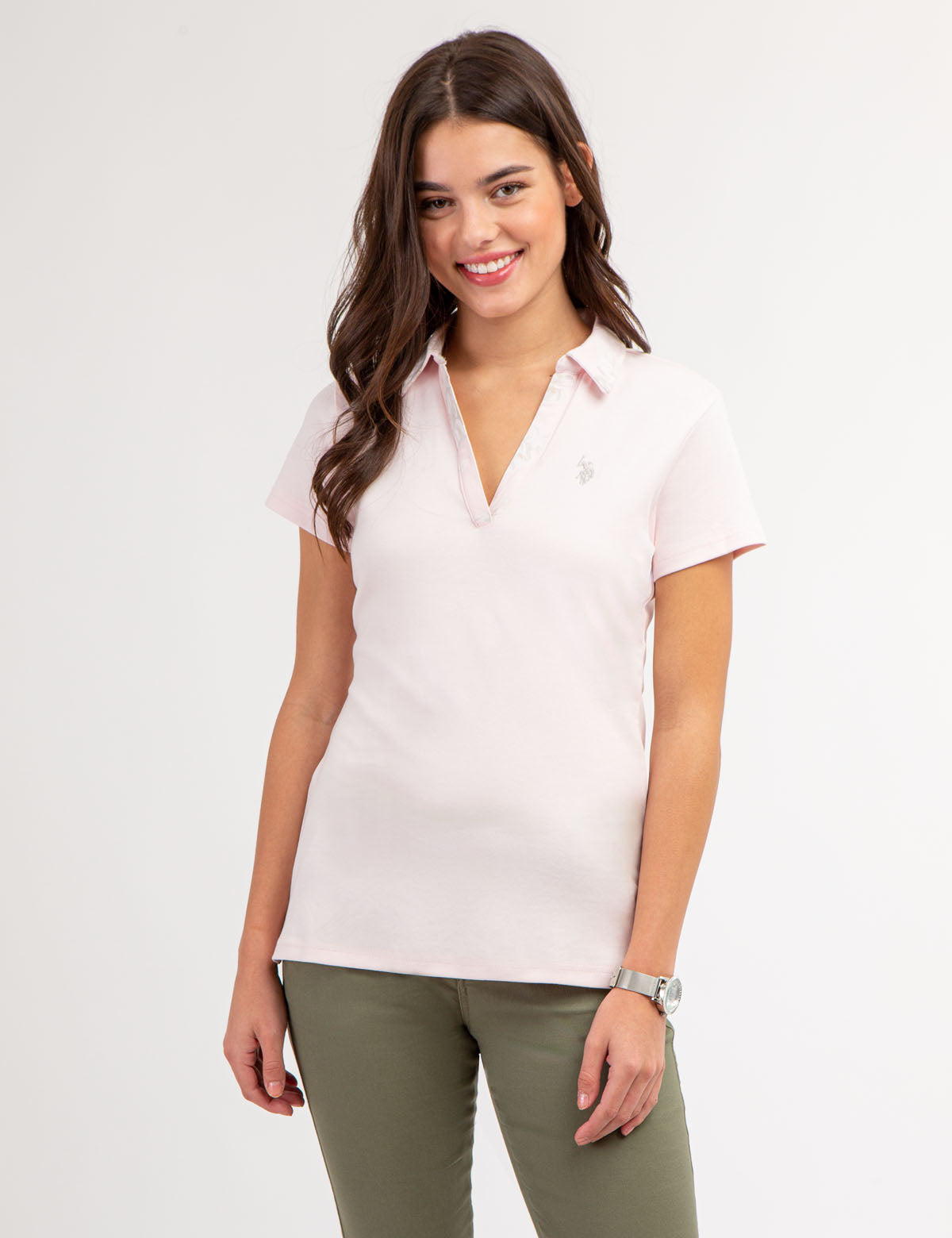 Rose Print Polo Shirt with Split Neck | 100% Cotton Casual Wear