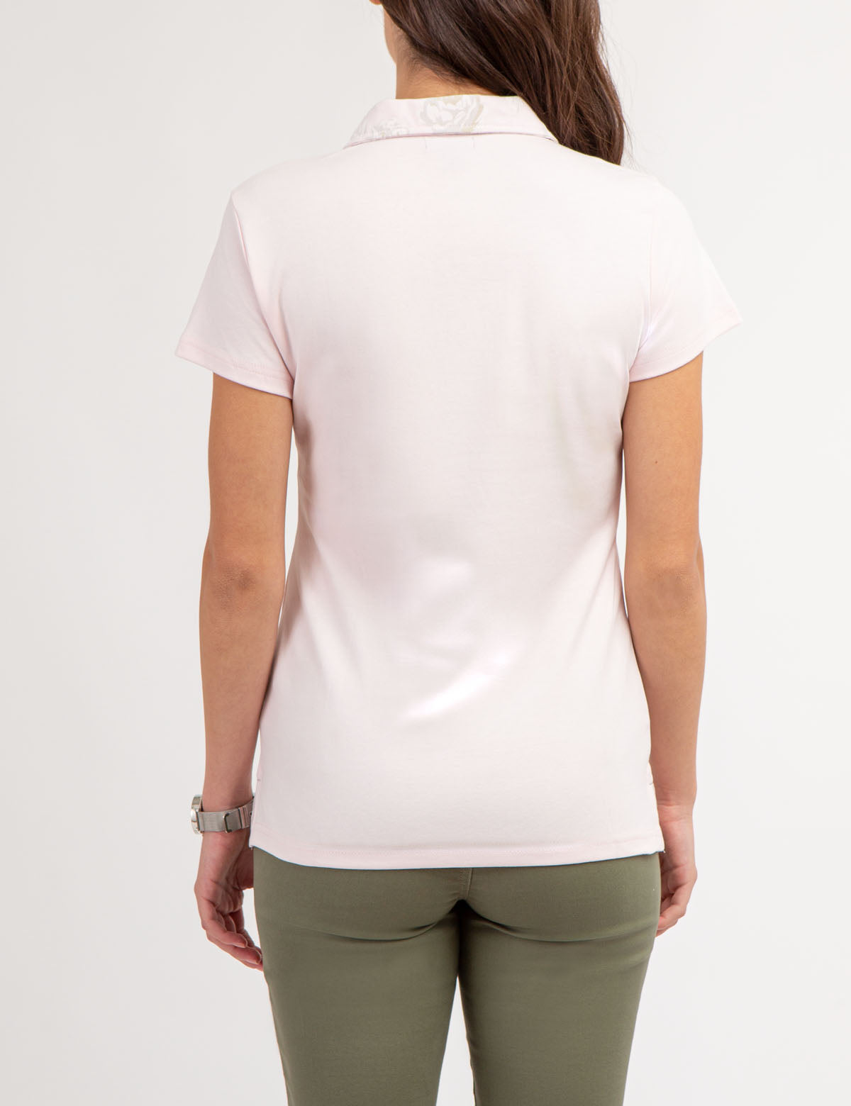 Rose Print Polo Shirt with Split Neck | 100% Cotton Casual Wear