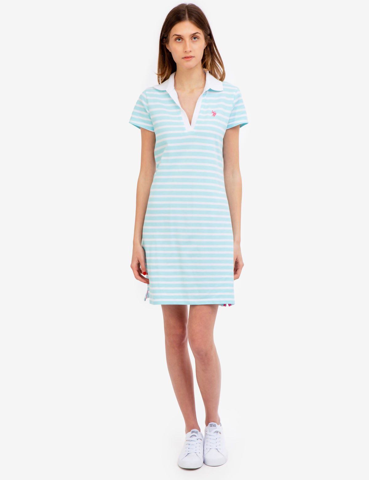 Split Neck Stripe Polo Dress for Women | Casual Summer Style