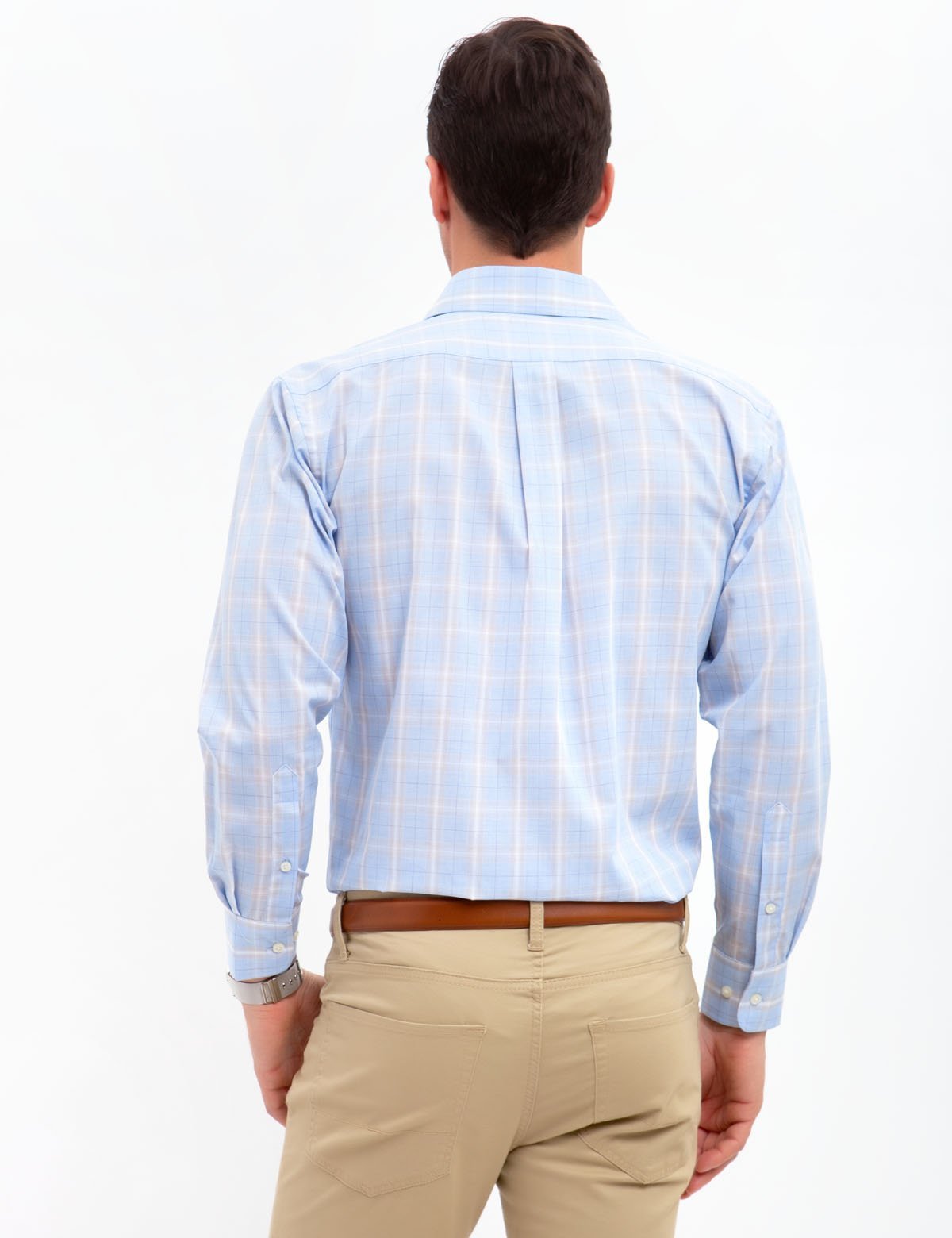 Plaid Dress Shirt with Spread Collar | Regular Fit Cotton Blend
