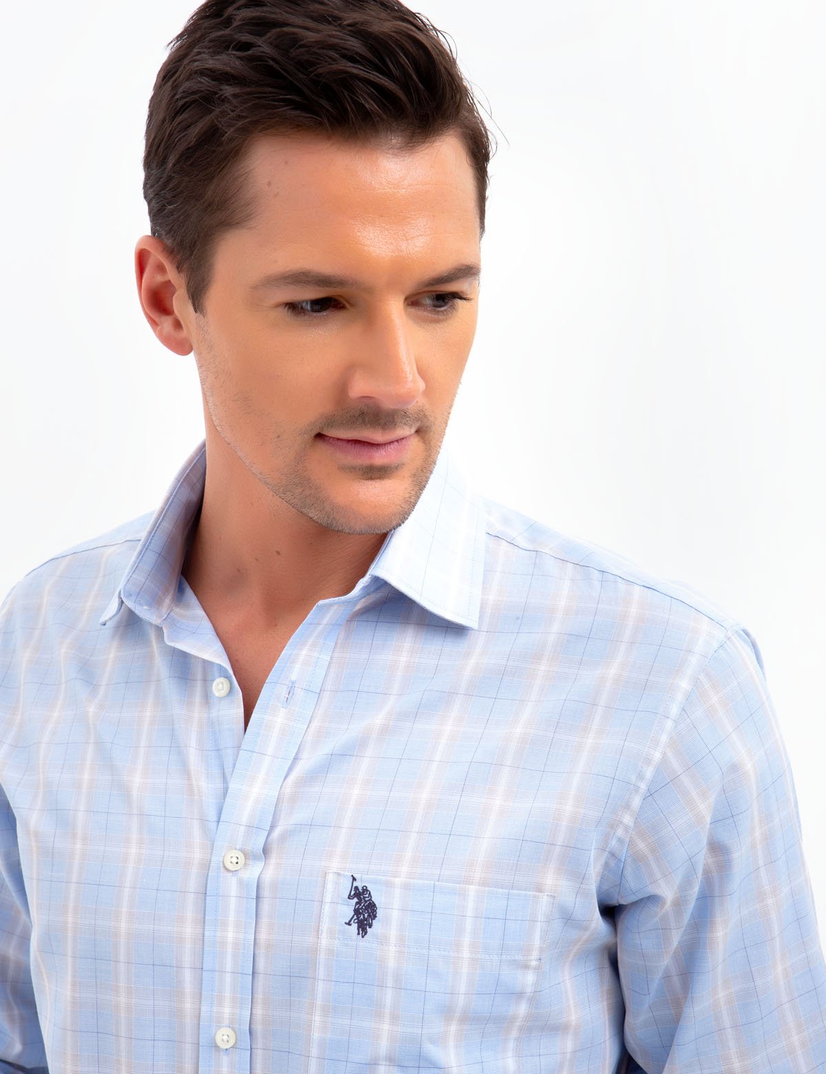 Plaid Dress Shirt with Spread Collar | Regular Fit Cotton Blend