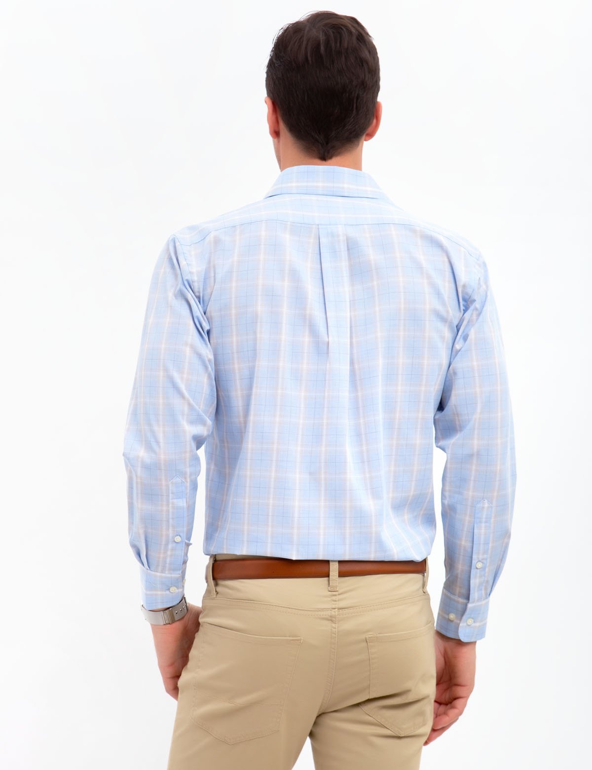 Plaid Dress Shirt with Spread Collar | Regular Fit Cotton Blend