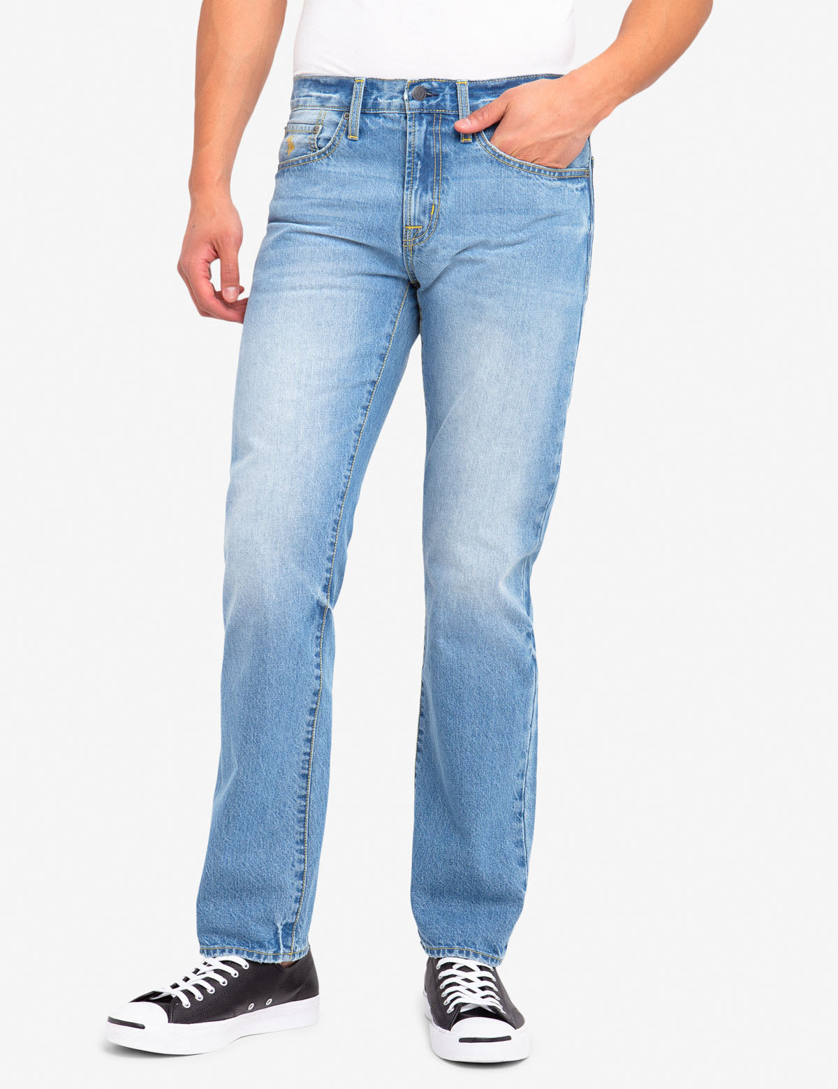 Light Wash Straight Fit Jeans for Men | 100% Cotton