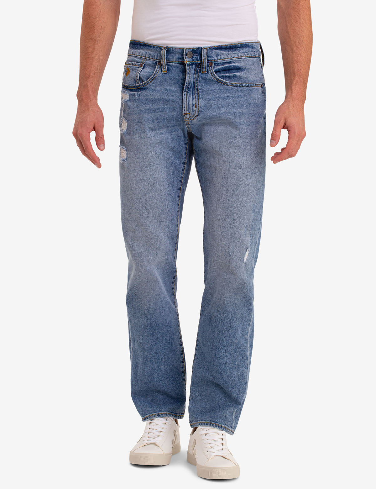 Light Wash Straight Fit Jeans for Men | 100% Cotton