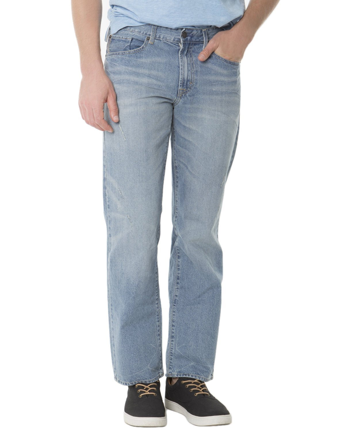 Straight Fit Jeans with Rip & Back Flap Pockets | Premium Denim