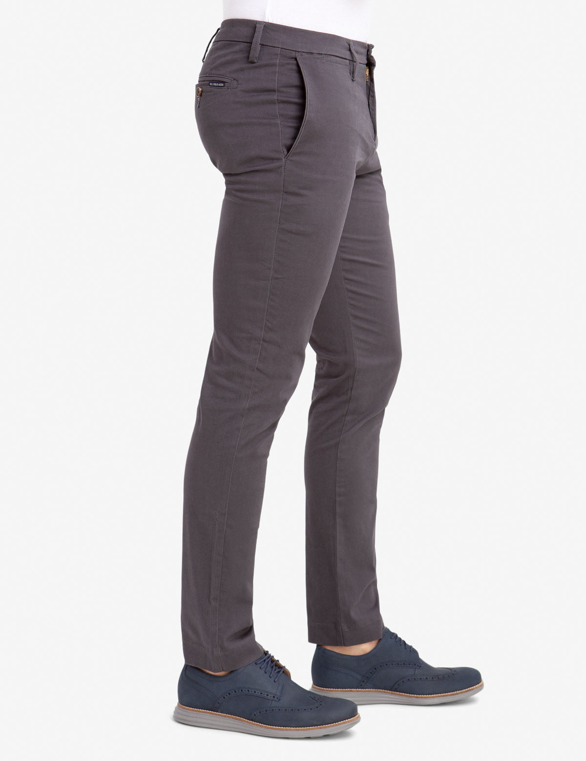 Straight Sateen Chinos for Men | Slim Fit with Button Pockets
