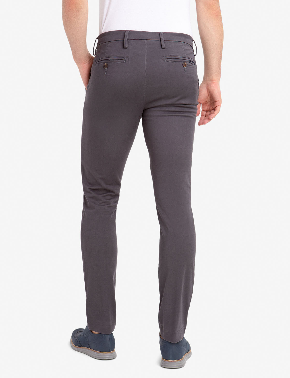 Straight Sateen Chinos for Men | Slim Fit with Button Pockets