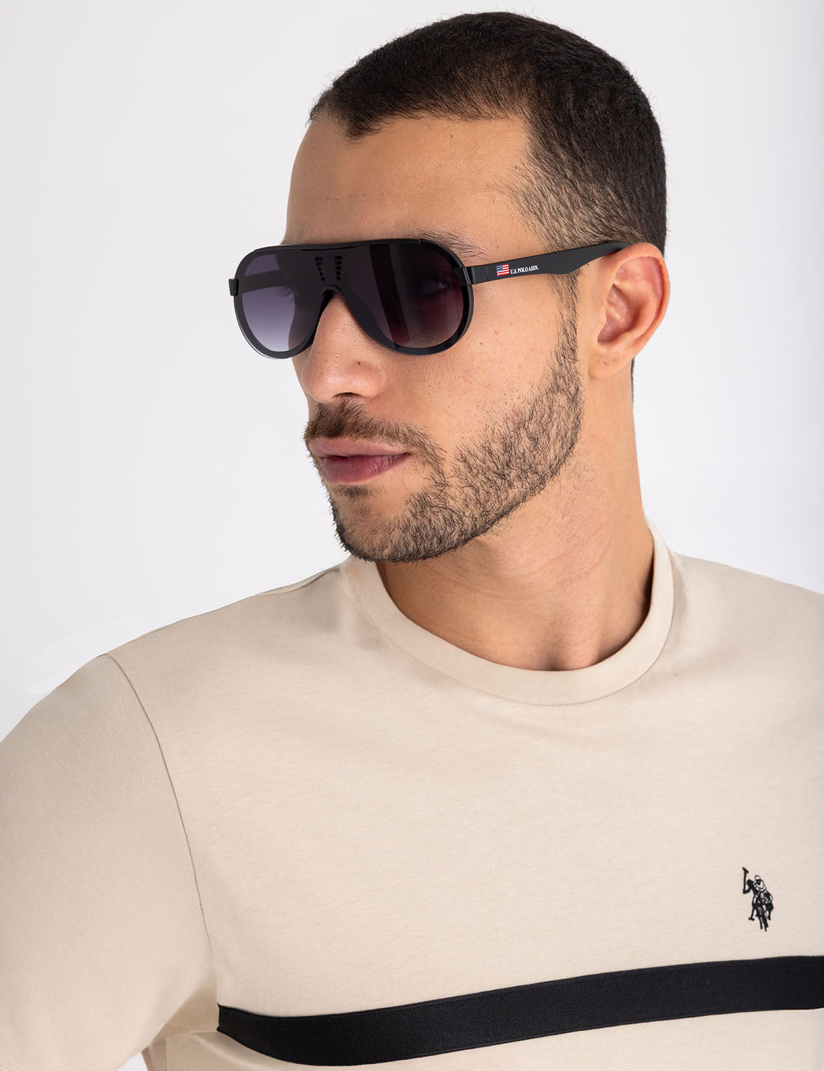 Men's Plastic Shield Sunglasses with Backframe Design | UV Protection