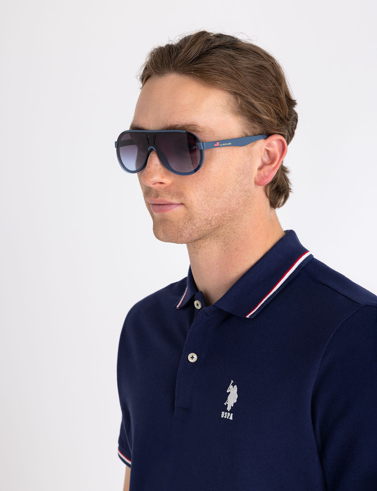 Men's Plastic Shield Sunglasses with Backframe Design | UV Protection