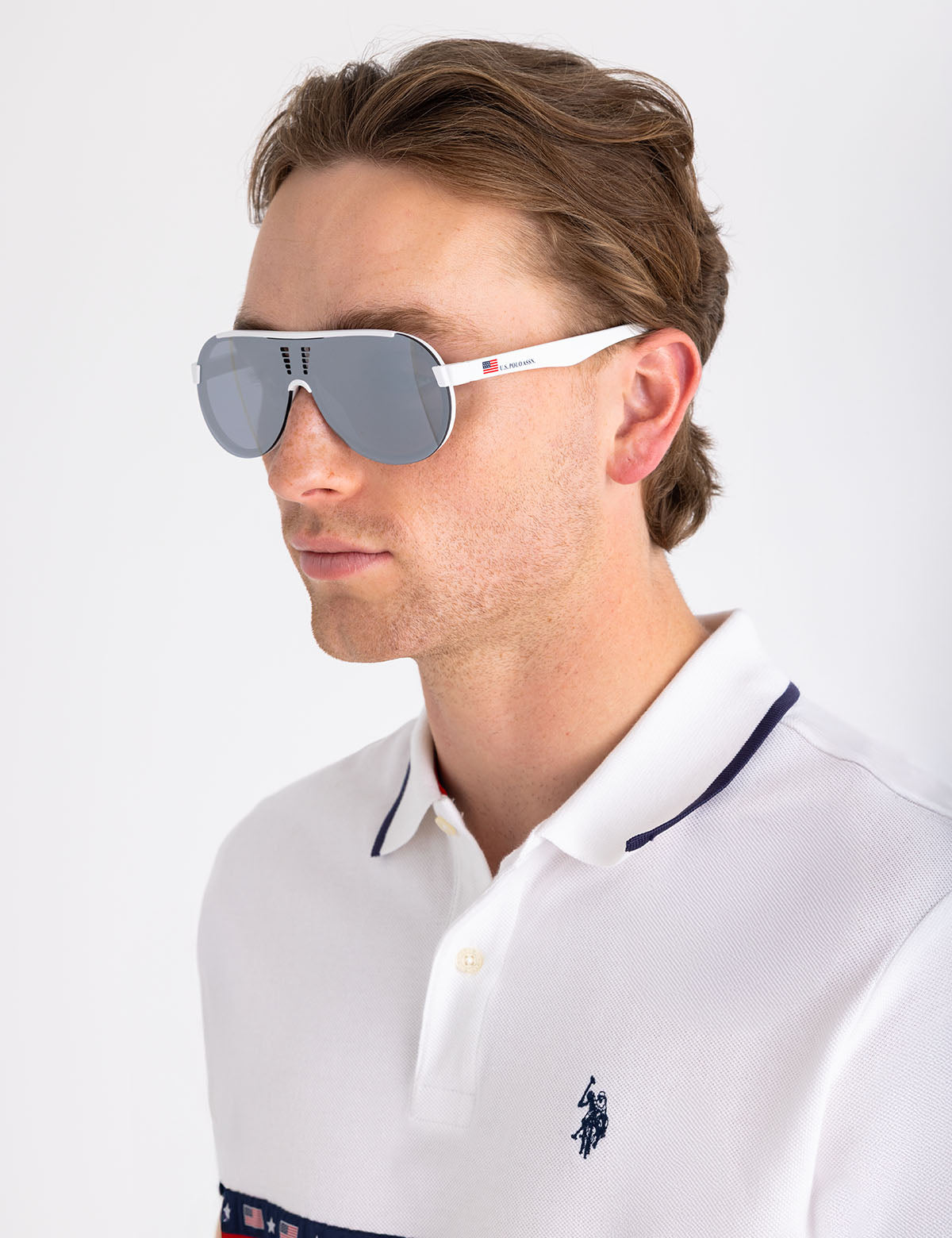 Men's Plastic Shield Sunglasses with Backframe Design | UV Protection