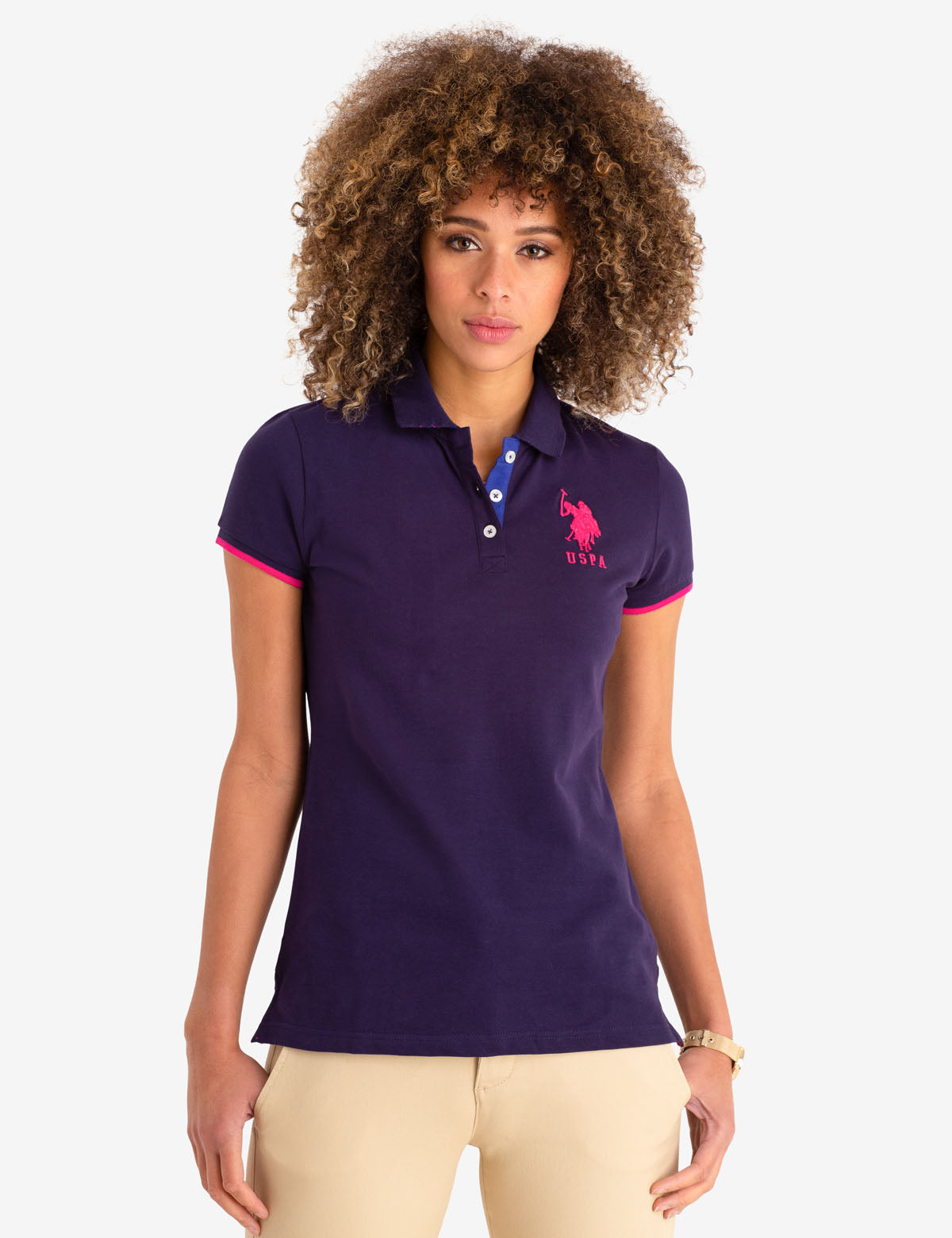 Stretch Polo Shirt with Contrast Logo & Trim | Classic Fit