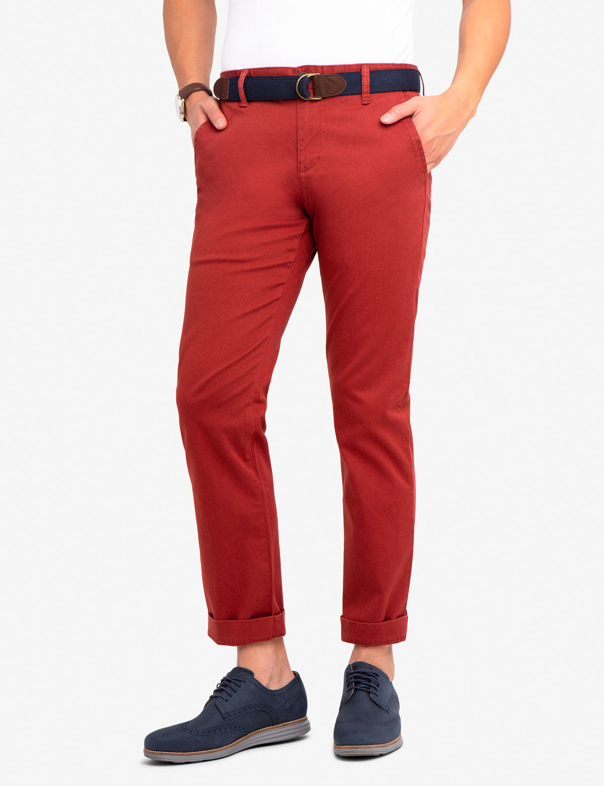 Stretch Chino Pants for Men | Slim Fit with Reversible Belt