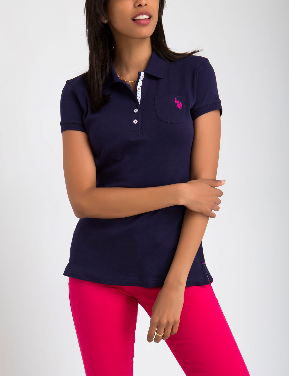 Stretch Interlock Cotton Polo Shirt with Chest Pocket | Classic Fit