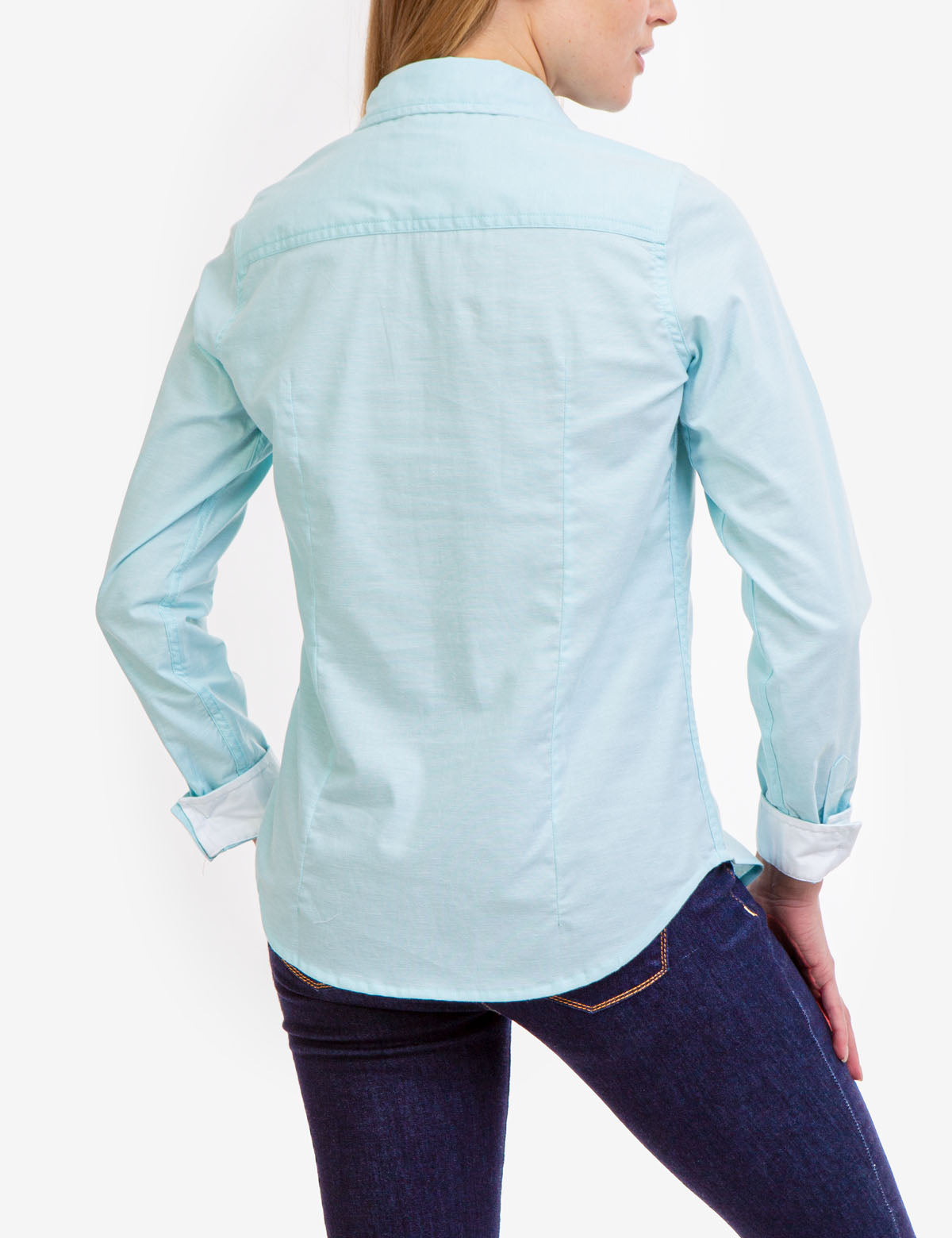 Stretch Oxford Shirt with Embroidered Logo | Multi-Tonal Button-Up