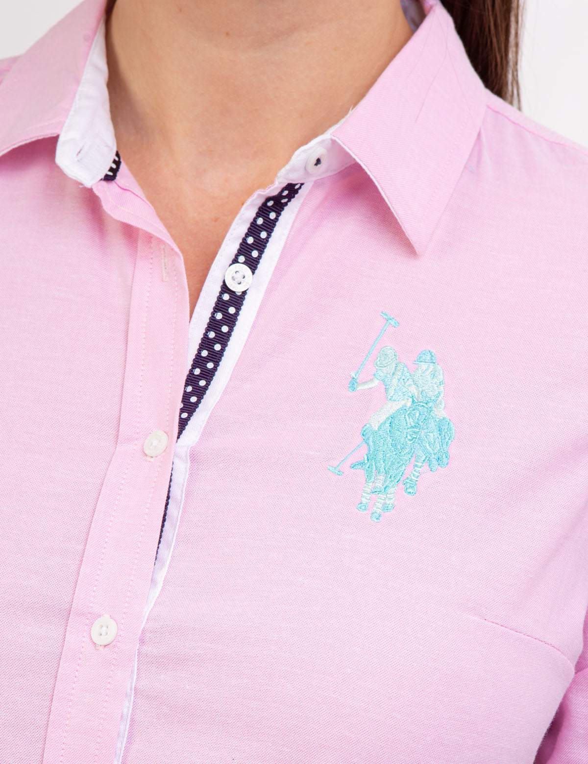 Stretch Oxford Shirt with Embroidered Logo | Multi-Tonal Button-Up
