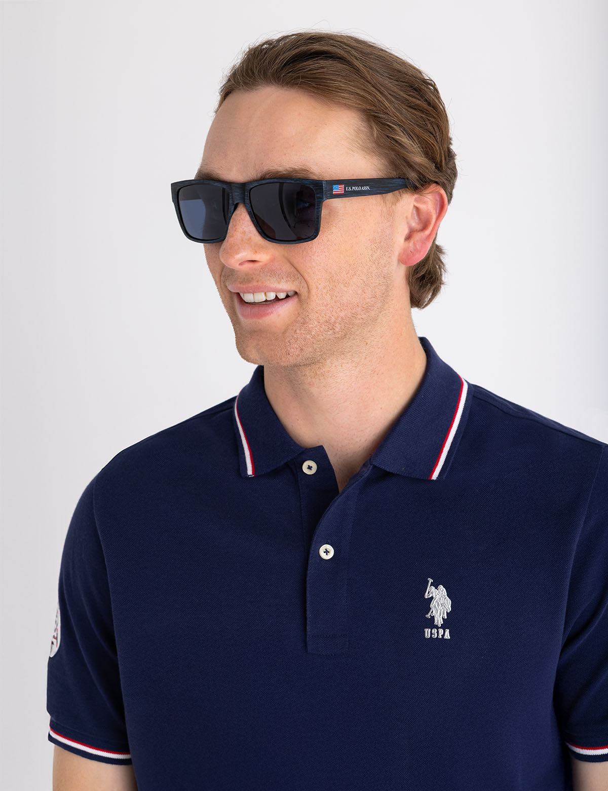 Men's Sport Sunglasses with Flag Branding | UV Protection