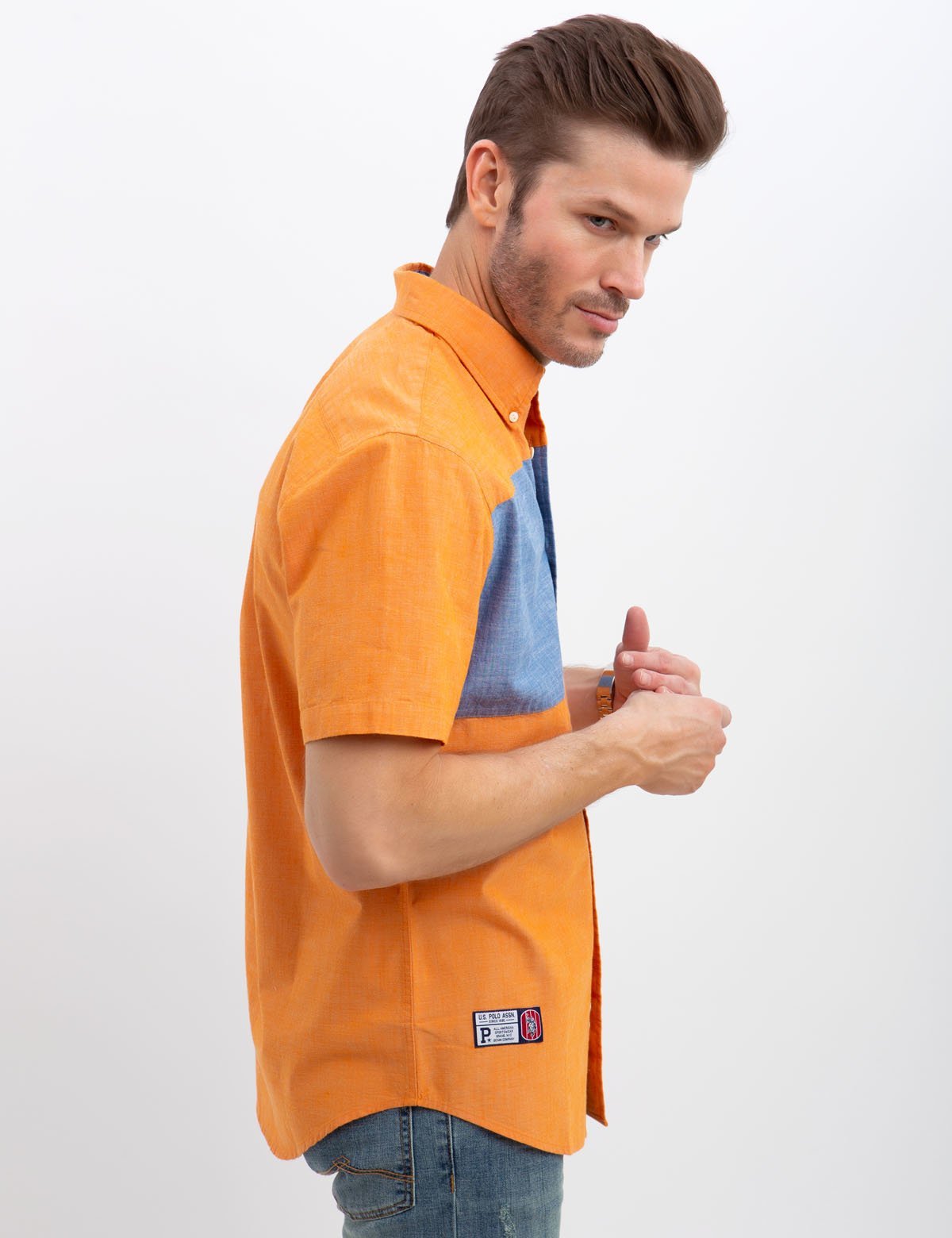 Stretch Slim Fit Canvas Shirt with Button Front | Casual Wear