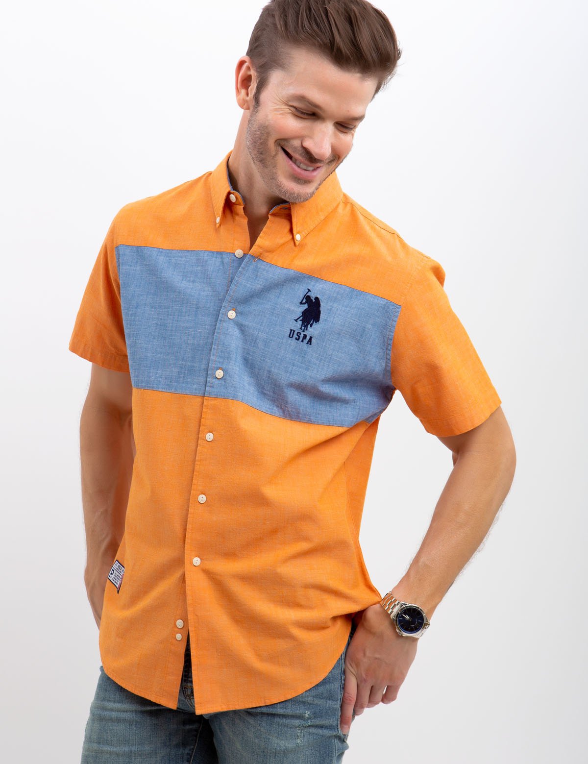 Stretch Slim Fit Canvas Shirt with Button Front | Casual Wear