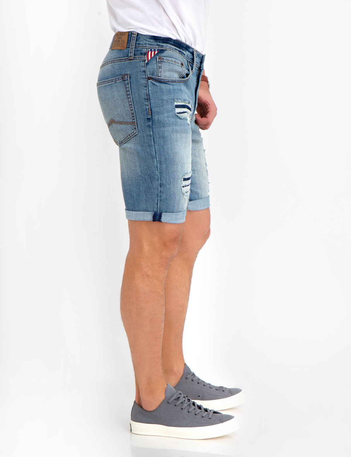 Stretch Slim Denim Shorts for Men | 99% Cotton & Button Fly
