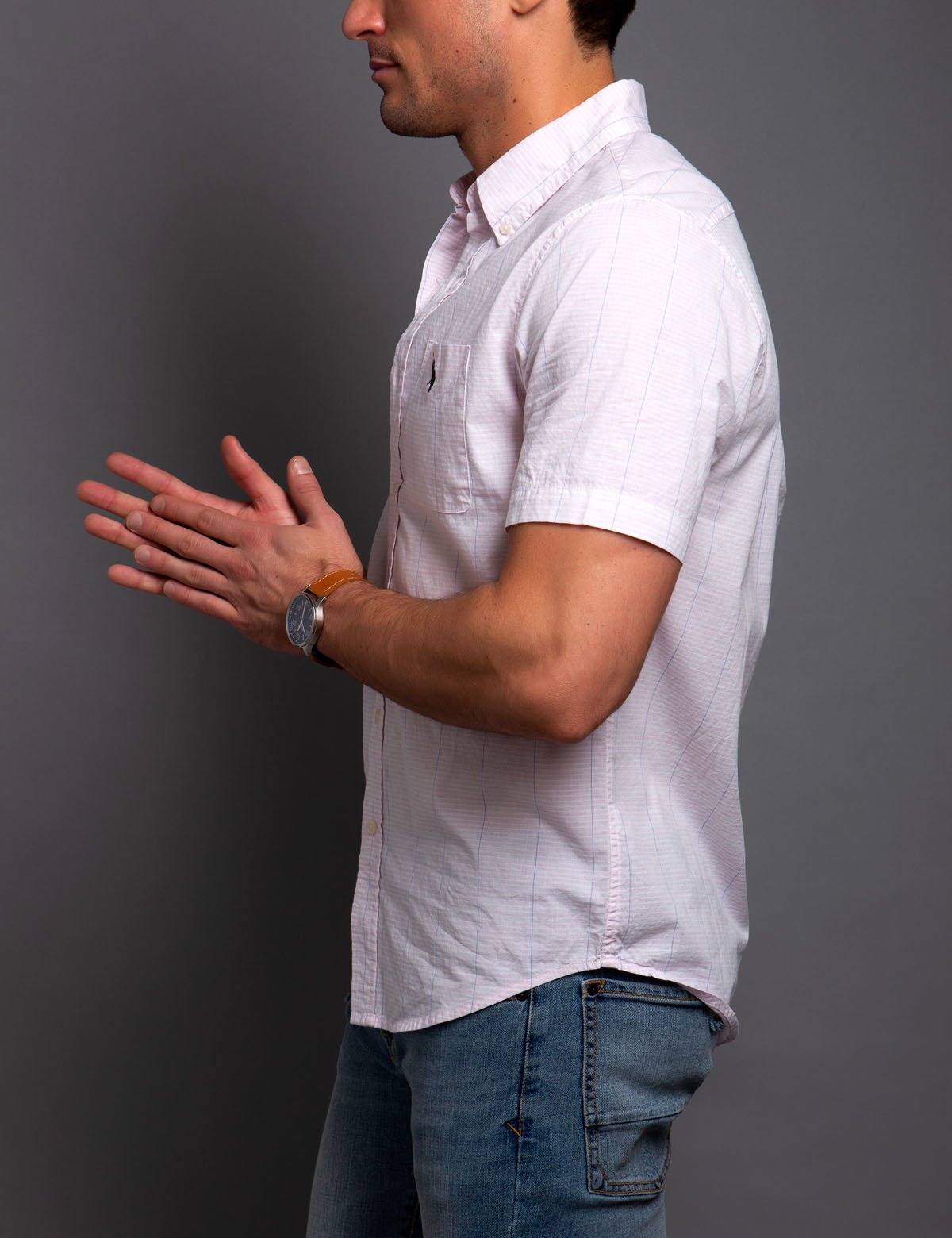 Slim Fit Short Sleeve Cotton Shirt | Stretch Poplin