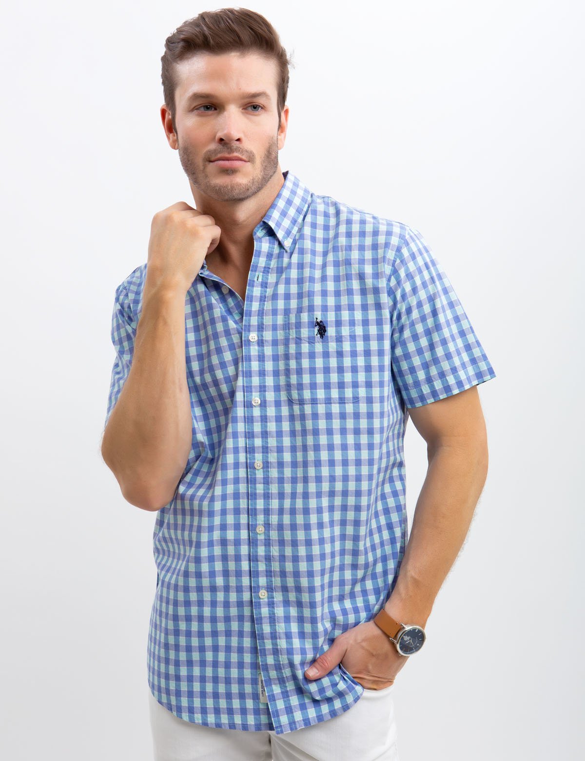 Stretch Slim Poplin Shirt for Men | 100% Cotton Button-Up