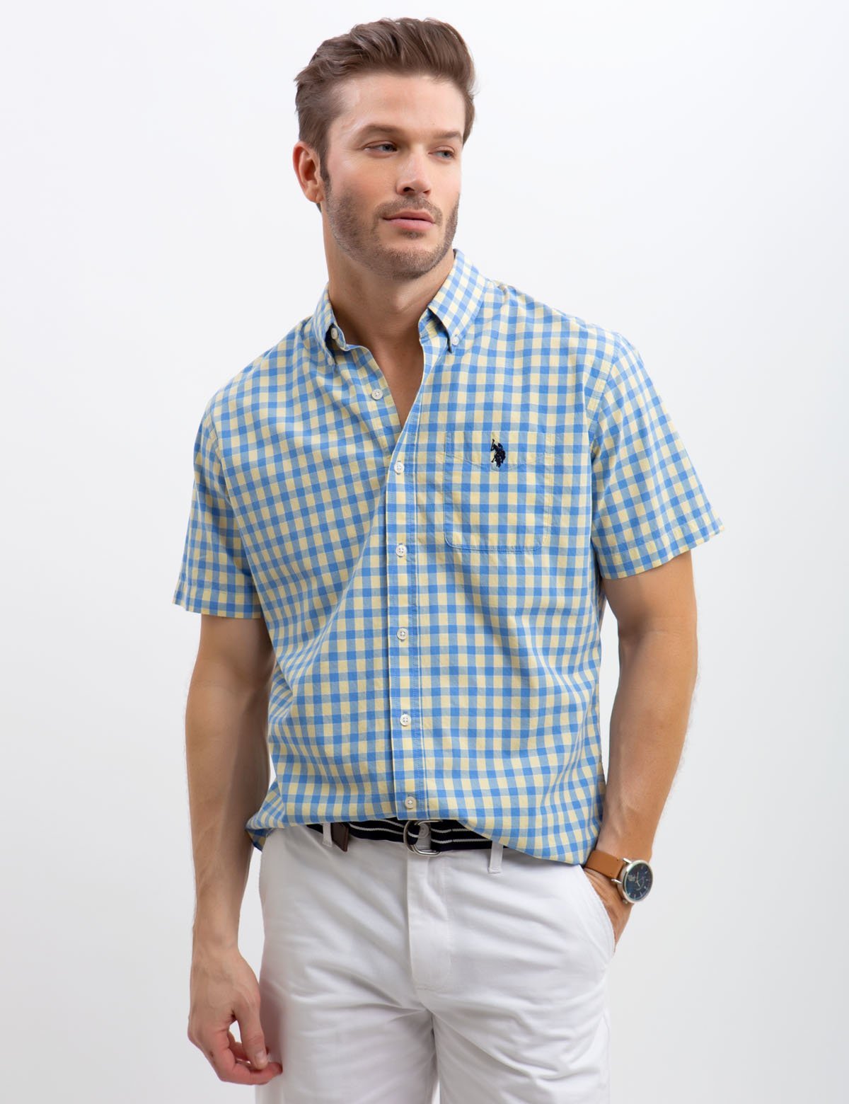 Stretch Slim Poplin Shirt for Men | 100% Cotton Button-Up