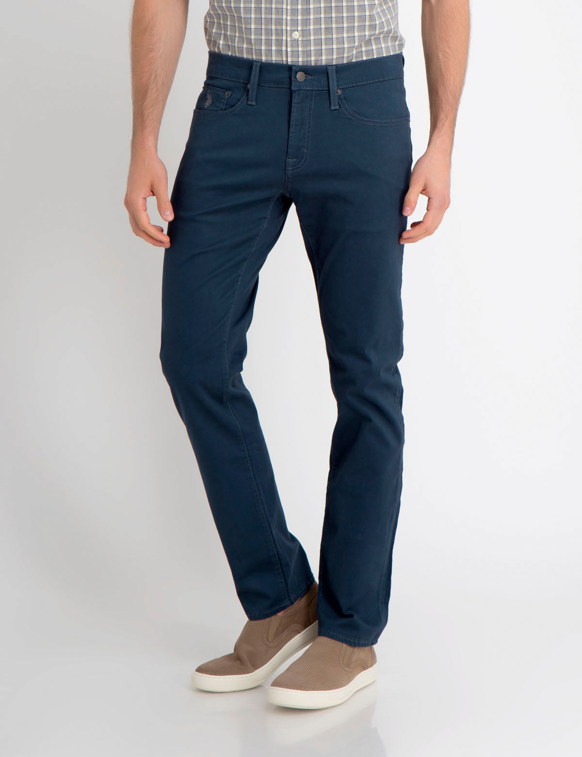 Stretch Slim Sateen Pants for Men | Classic 5-Pocket Design