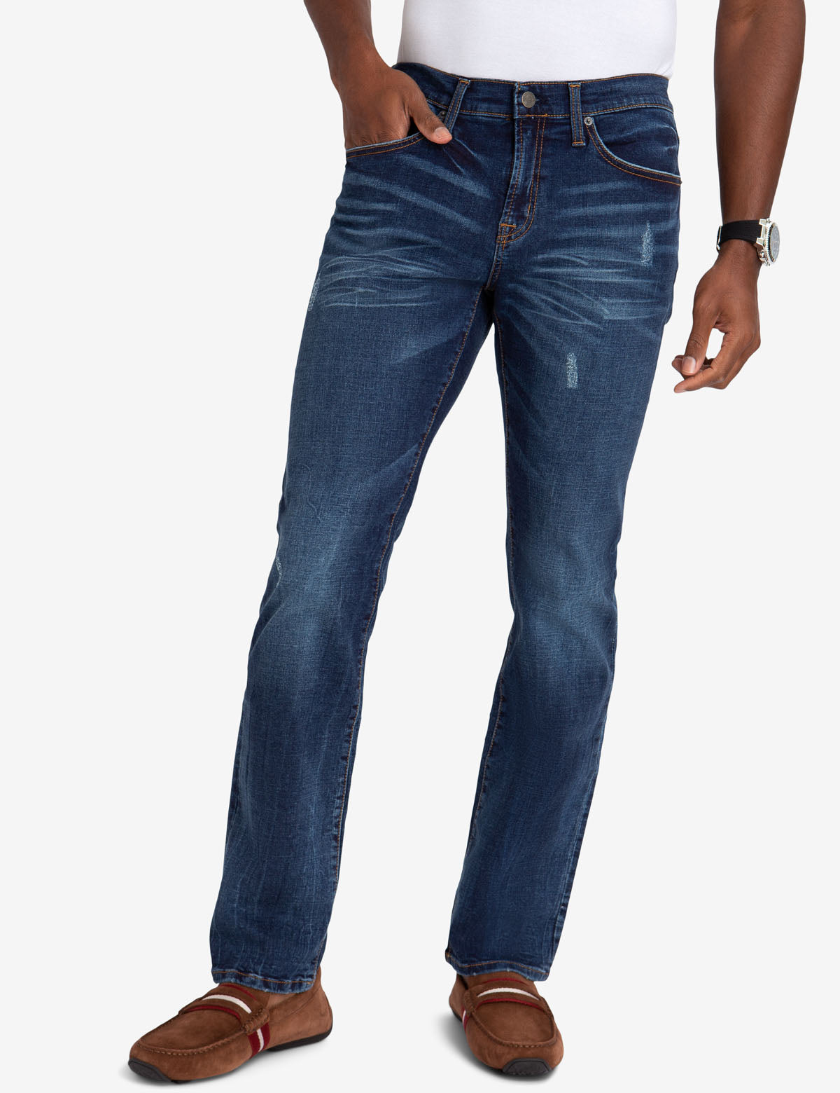 Slim Straight Stretch Jeans for Men | 99% Cotton Comfort Fit