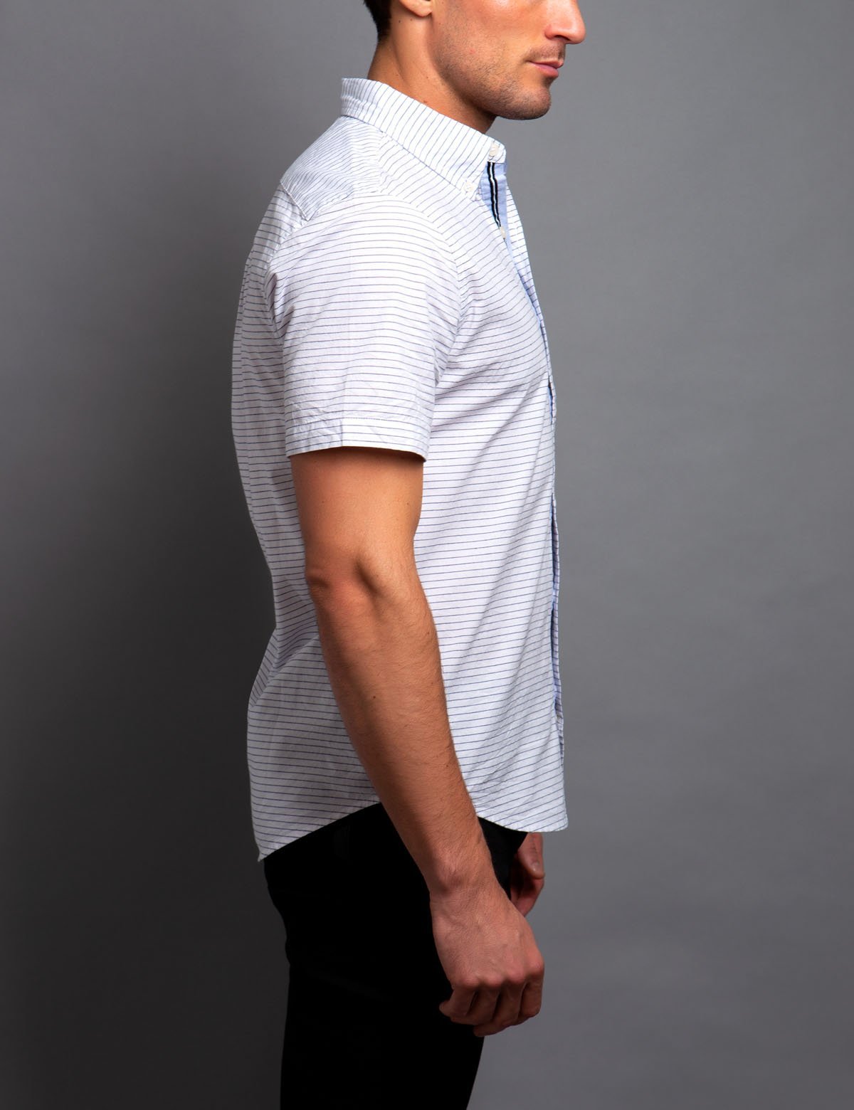Stretch Slim Stripe Shirt for Men | Black Mallet