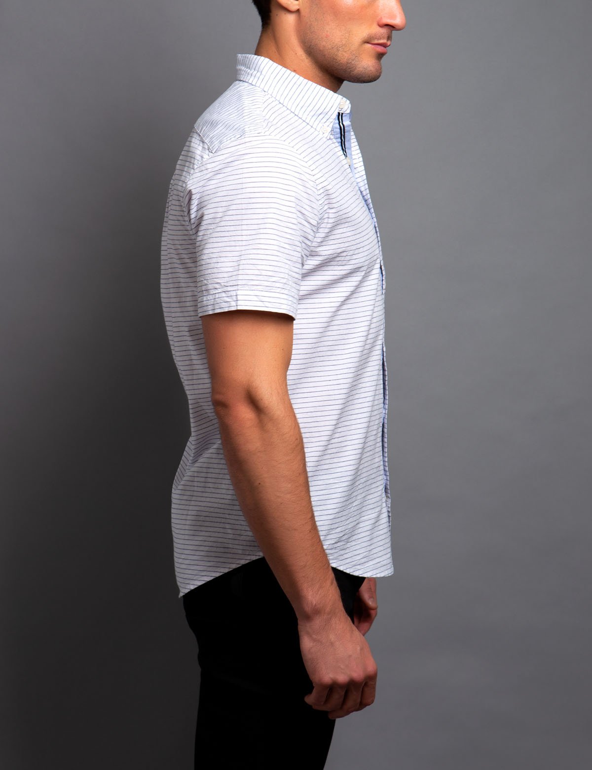 Stretch Slim Stripe Shirt for Men | Black Mallet