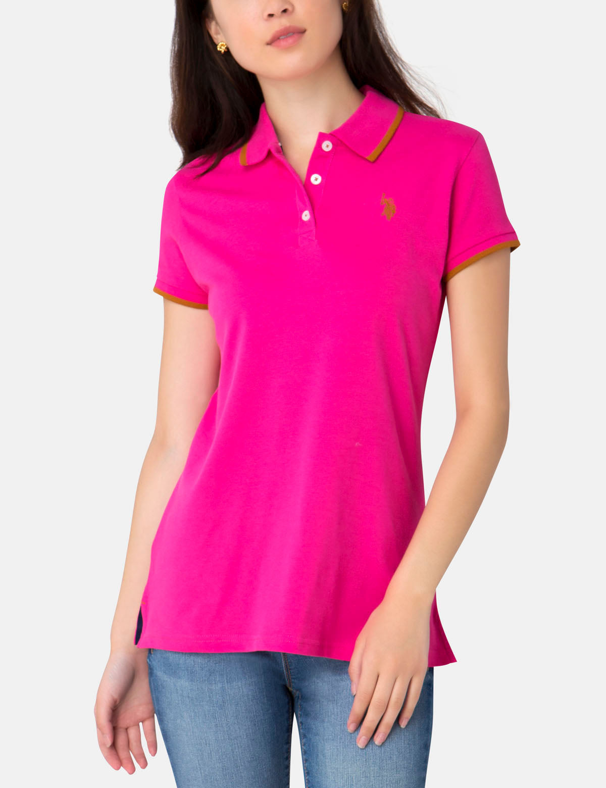 Stretch Polo Shirt with Contrast Trim & Logo Tip | Classic Fit