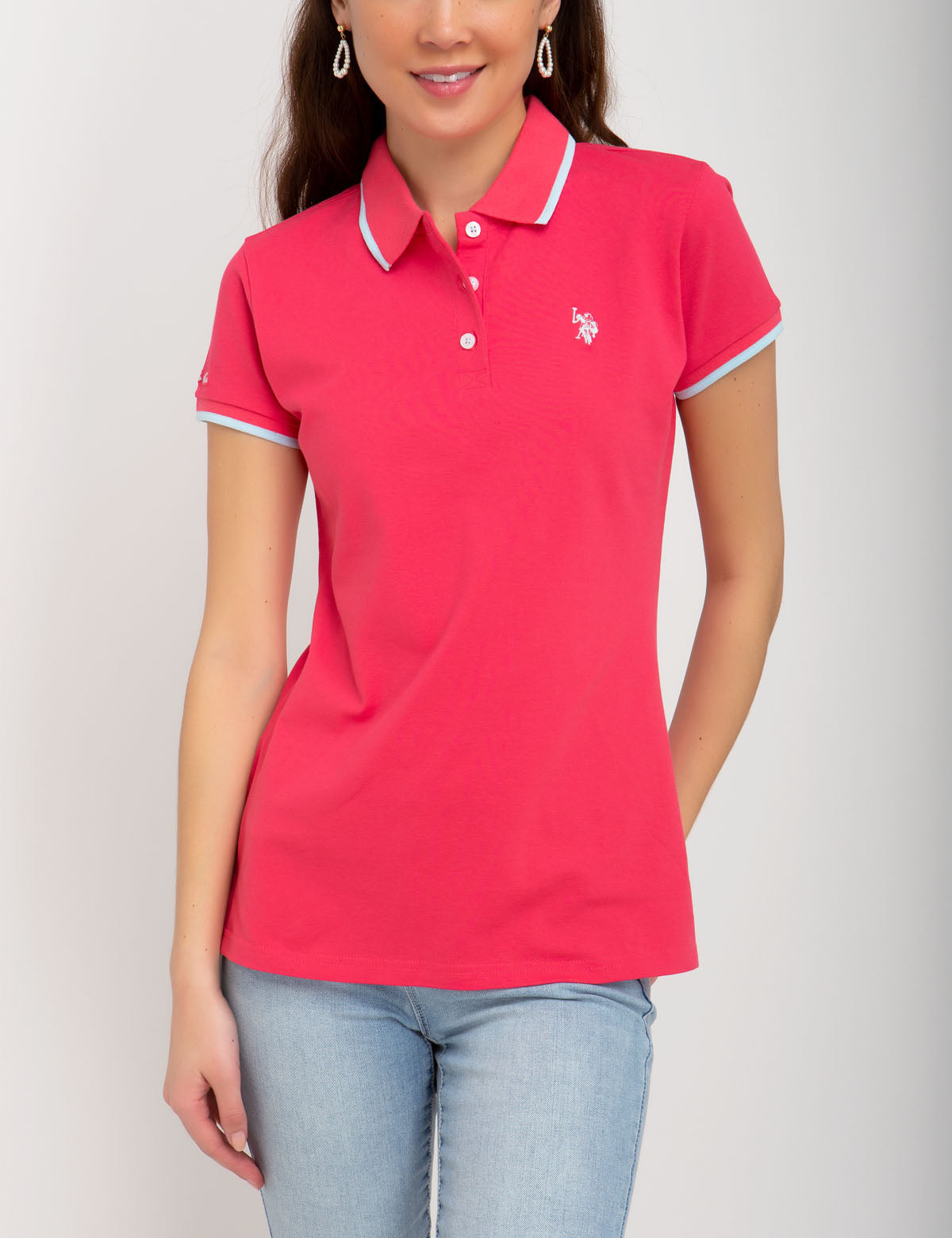Stretch Polo Shirt with Contrast Trim & Logo Tip | Classic Fit